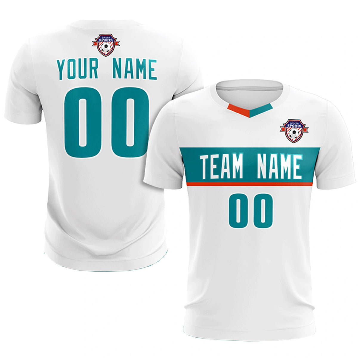 Custom White Aqua Casual Printing Sportswear Soccer Sets Jersey