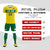 Custom Gold01 Kelly Green Casual Printing Sportswear Soccer Sets Jersey