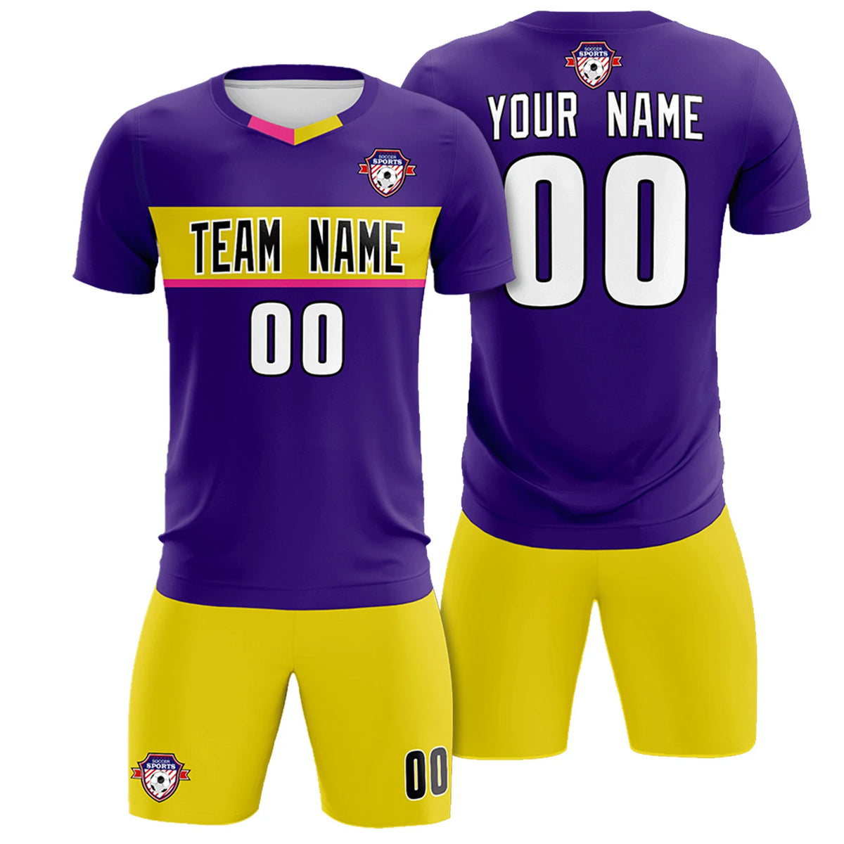Custom Purple Gold01 Casual Printing Sportswear Soccer Sets Jersey