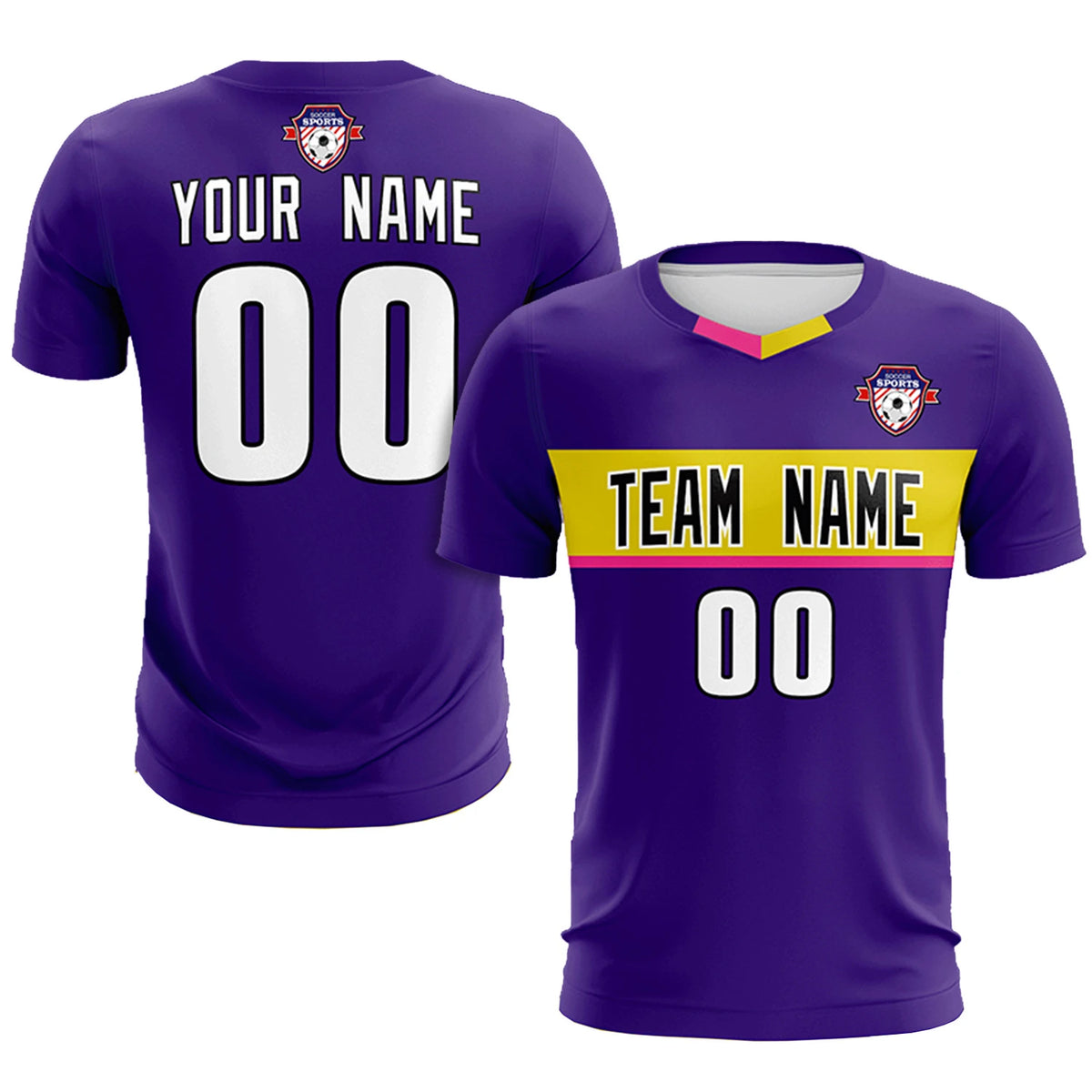 Custom Purple Gold01 Casual Printing Sportswear Soccer Sets Jersey