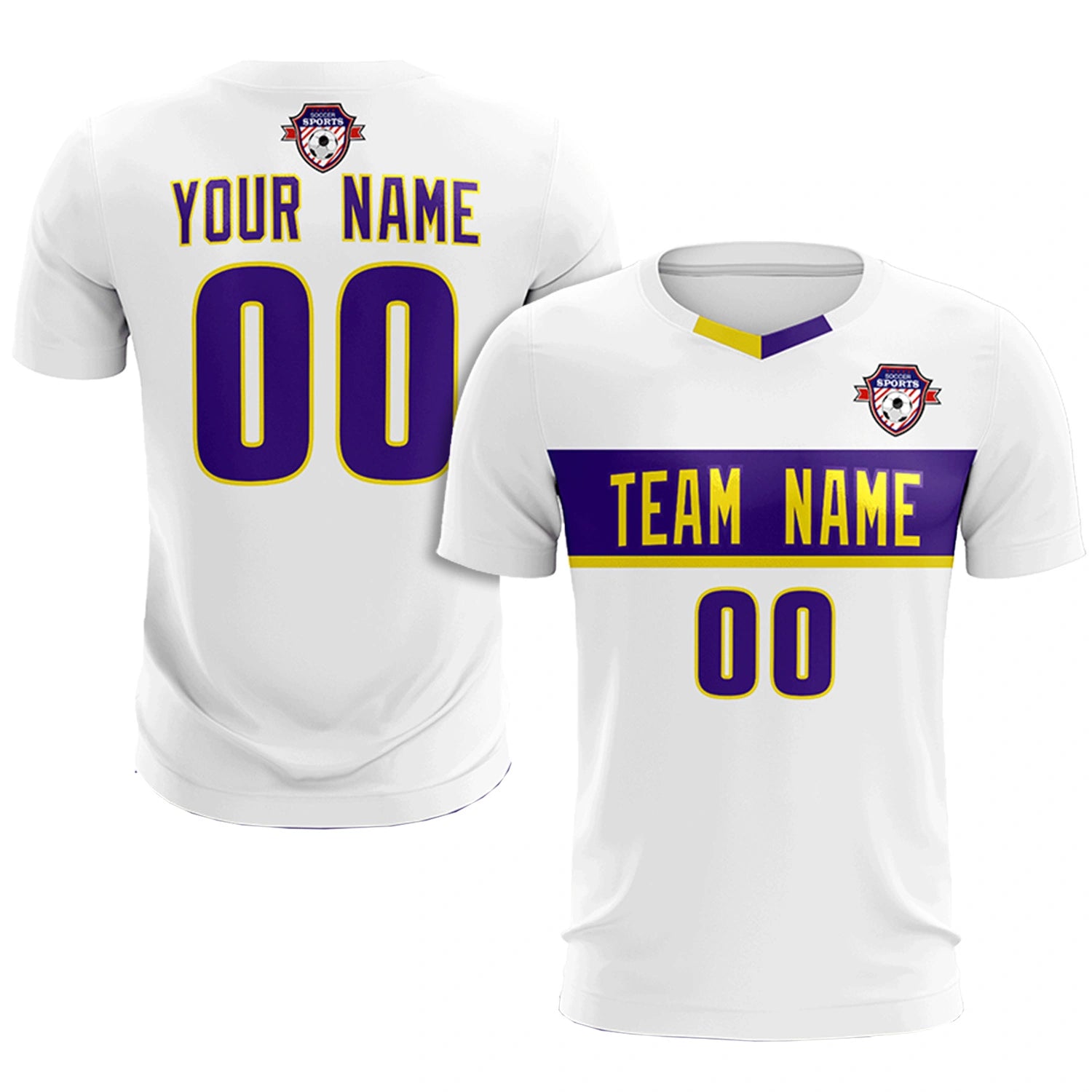 Custom White Purple Casual Printing Sportswear Soccer Sets Jersey