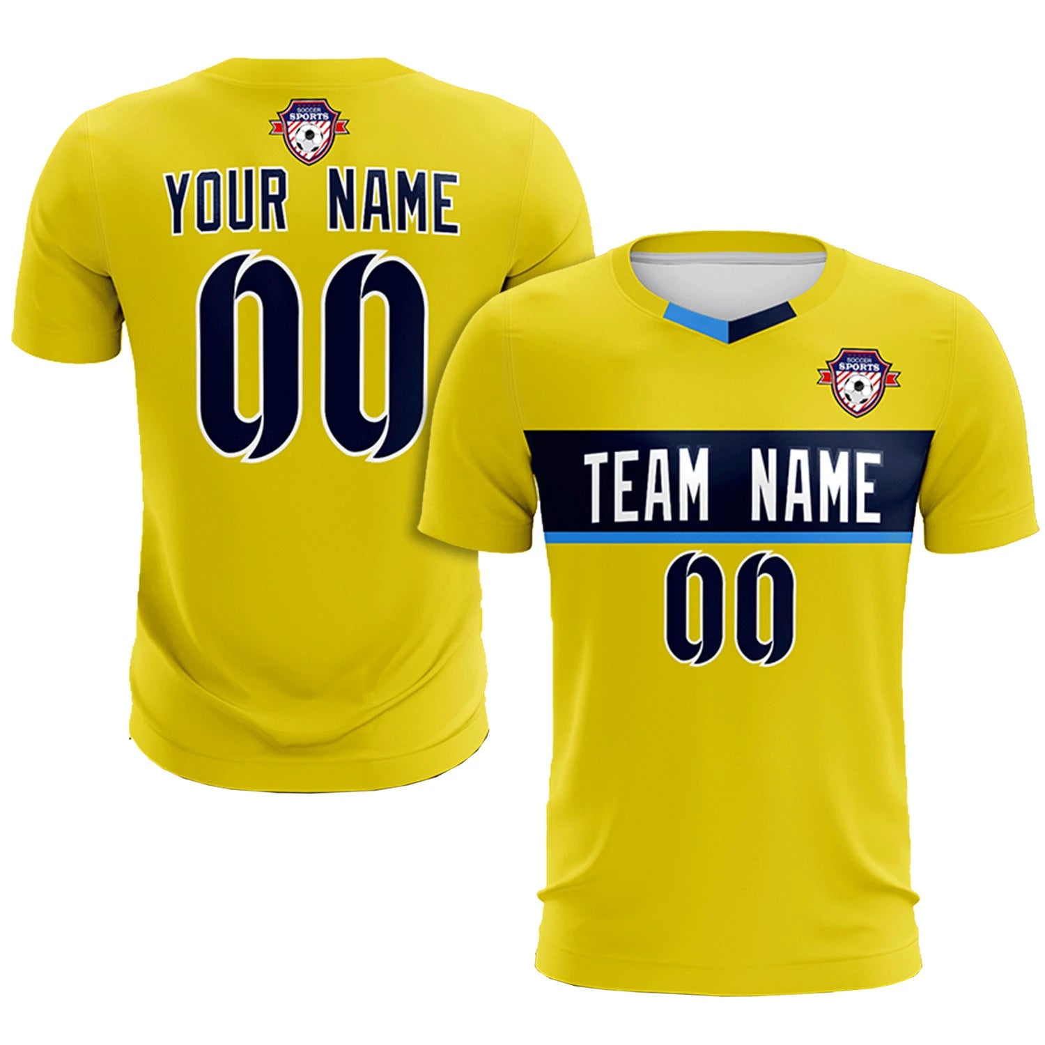 Custom Gold01 Navy Casual Printing Sportswear Soccer Sets Jersey