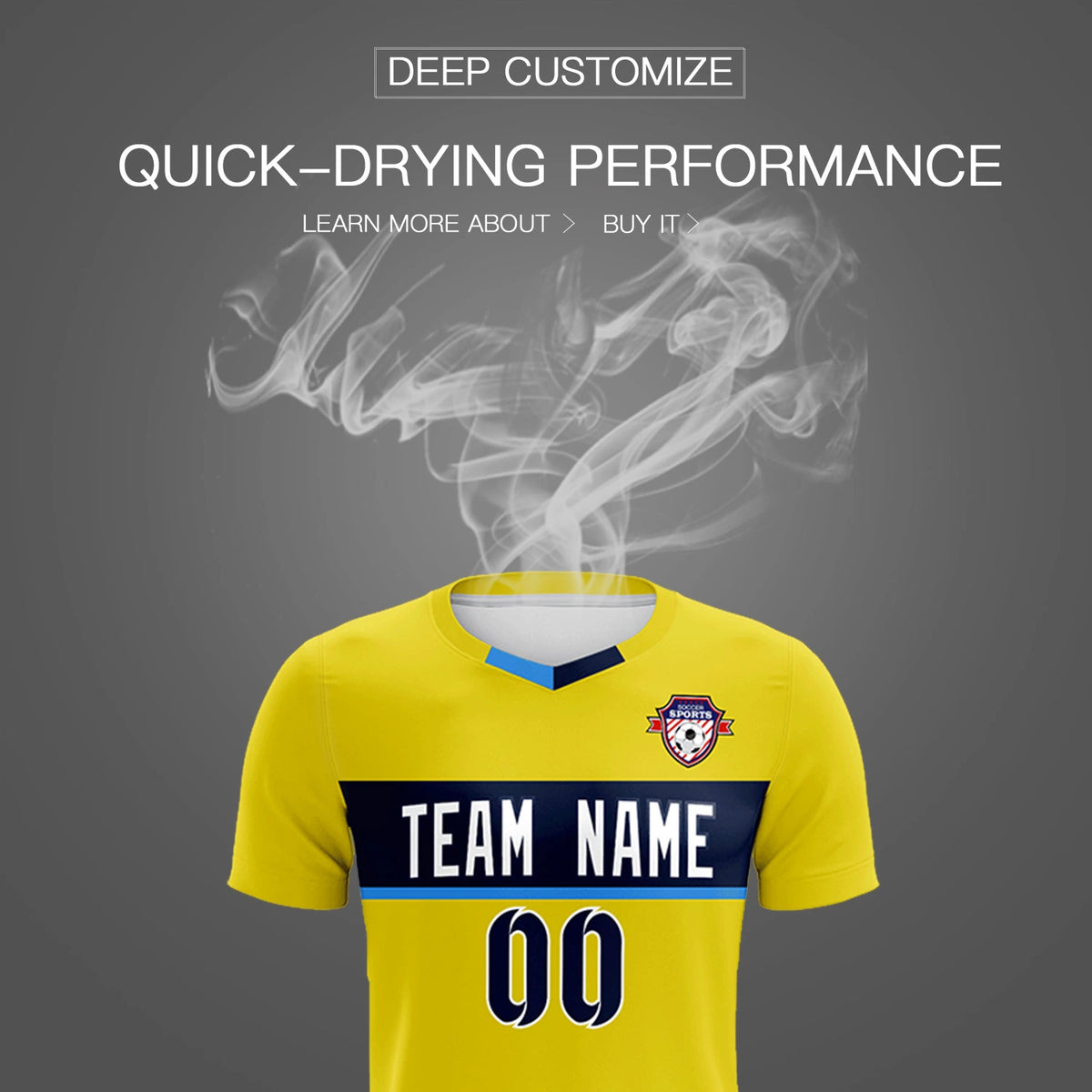 Custom Gold01 Navy Casual Printing Sportswear Soccer Sets Jersey