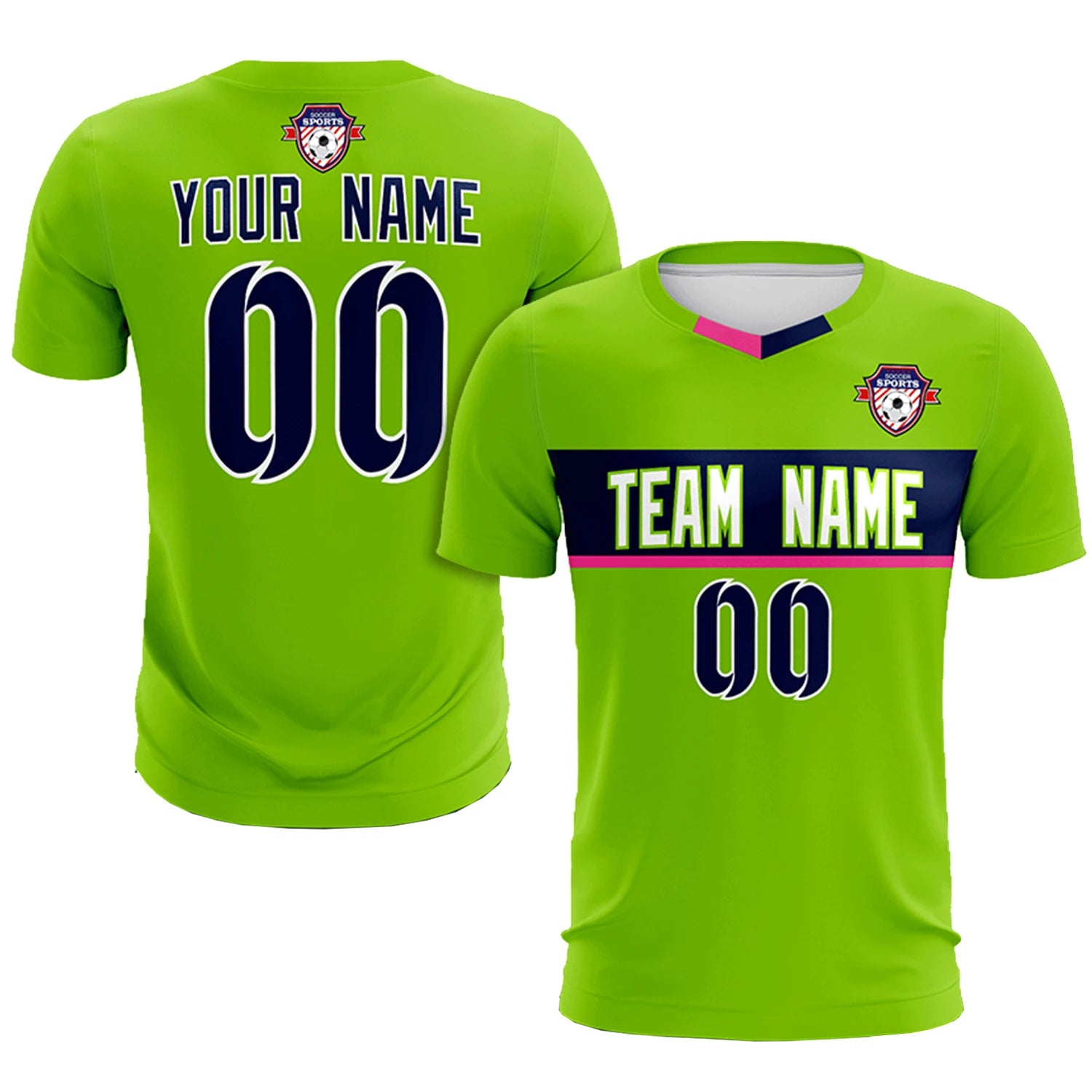 Custom Neon Green Pink Casual Printing Sportswear Soccer Sets Jersey