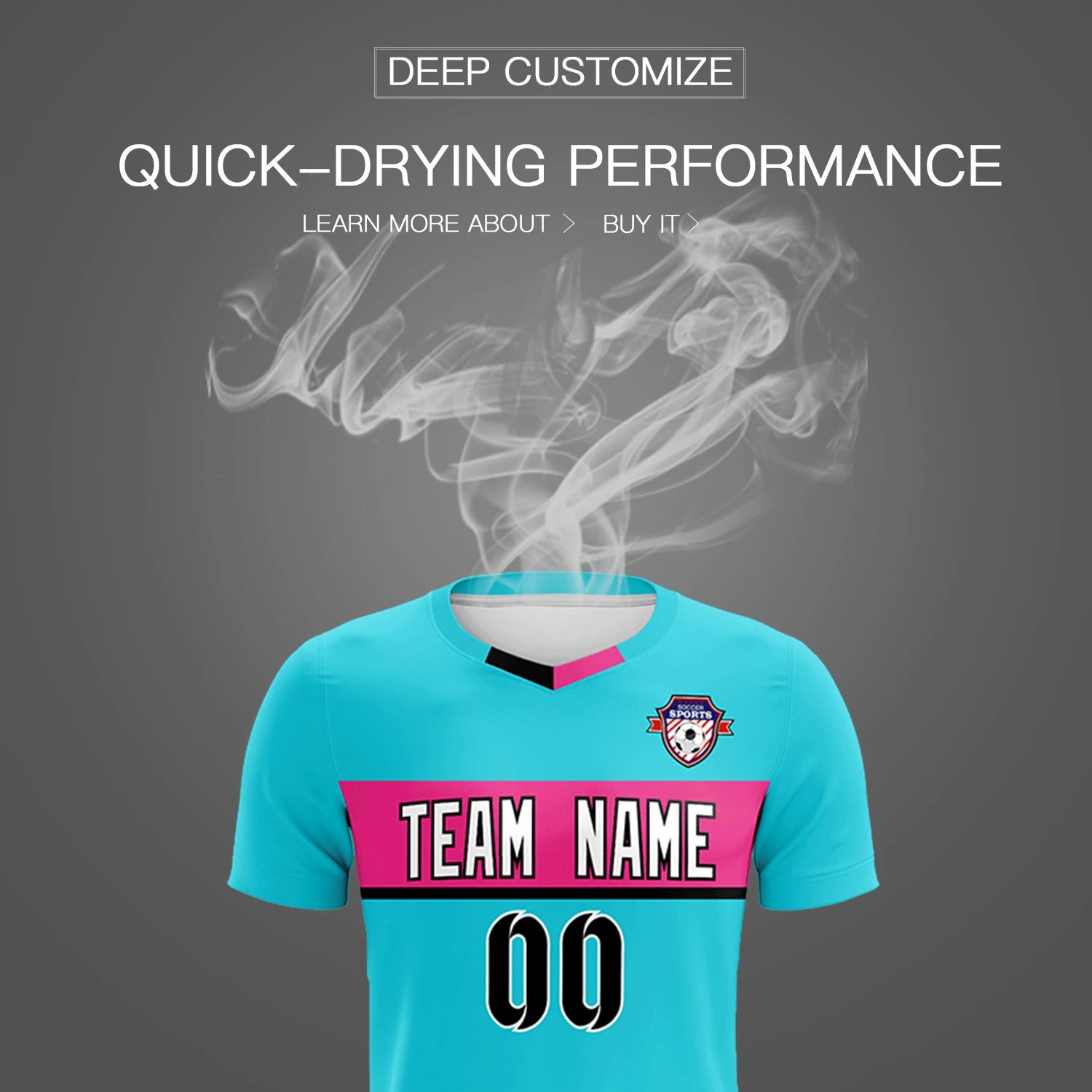 Custom Sky Blue Pink Casual Printing Sportswear Soccer Sets Jersey