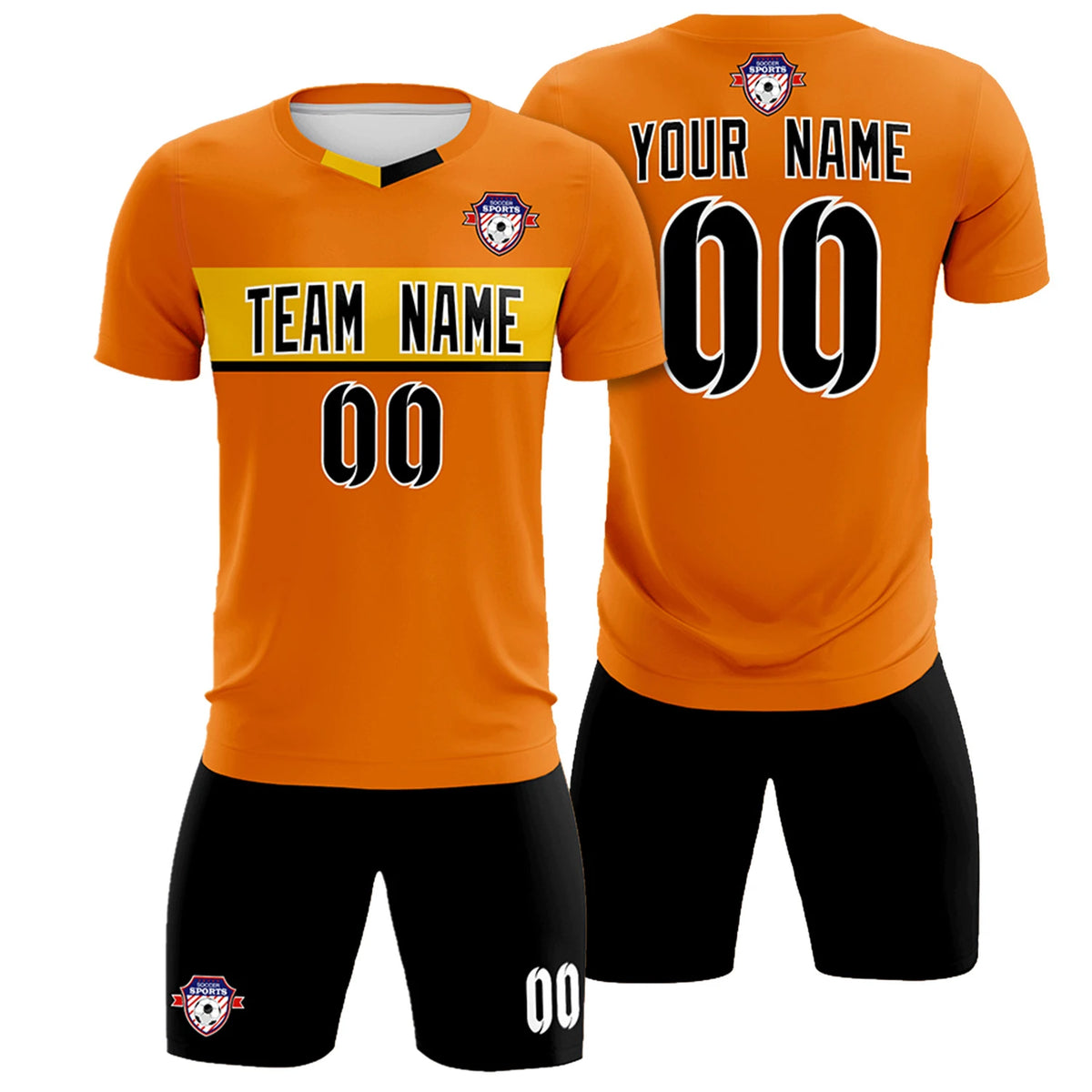 Custom Orange Gold01 Casual Printing Sportswear Soccer Sets Jersey