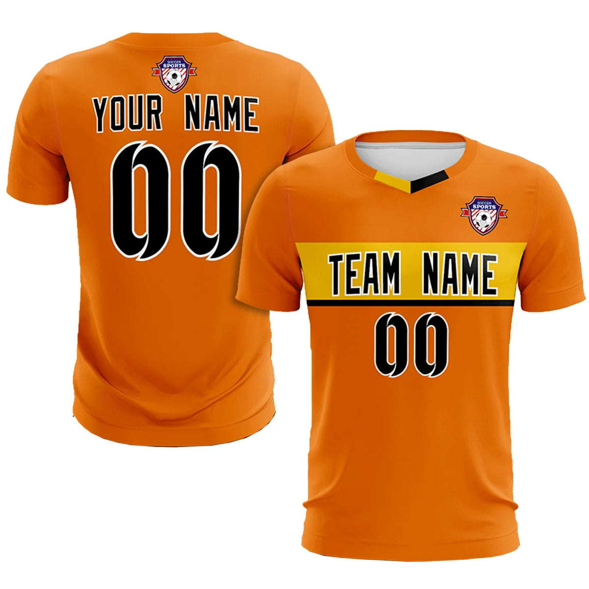 Custom Orange Gold01 Casual Printing Sportswear Soccer Sets Jersey