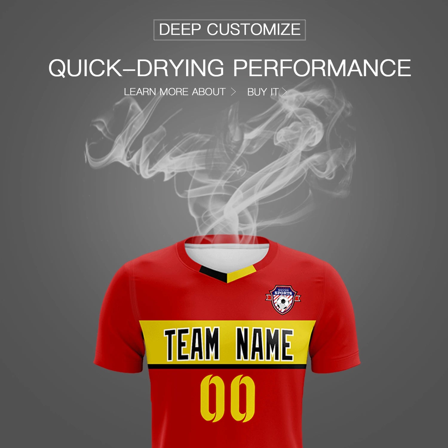 Custom Red Gold01 Casual Printing Sportswear Soccer Sets Jersey