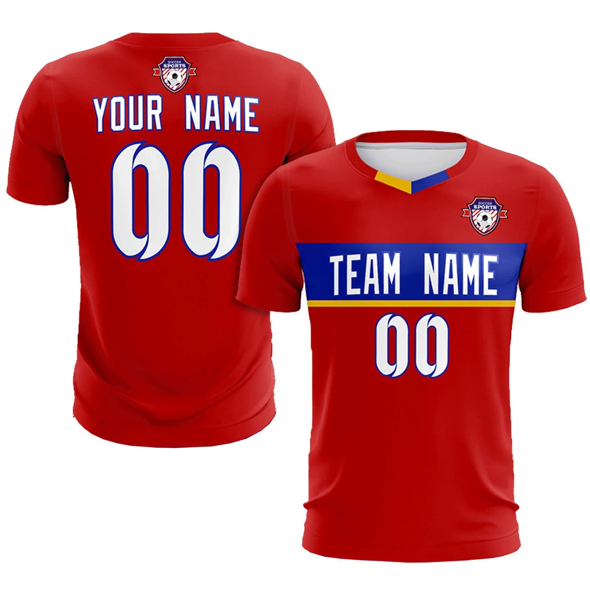 Custom Red Royal Blue Casual Printing Sportswear Soccer Sets Jersey