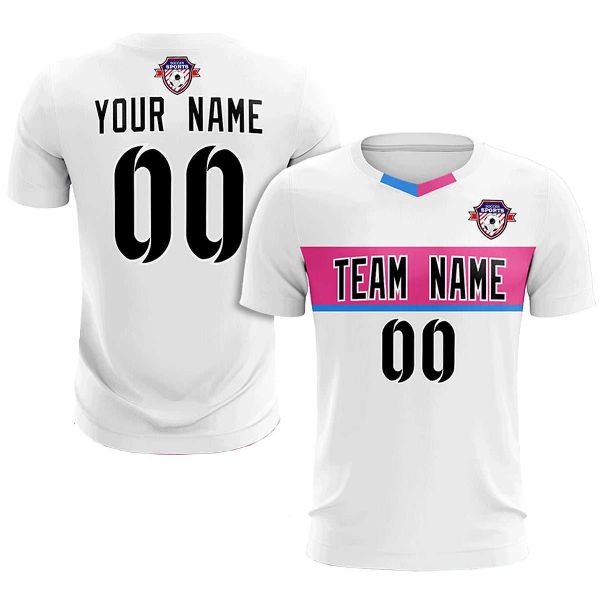 Custom White Pink Casual Printing Sportswear Soccer Sets Jersey