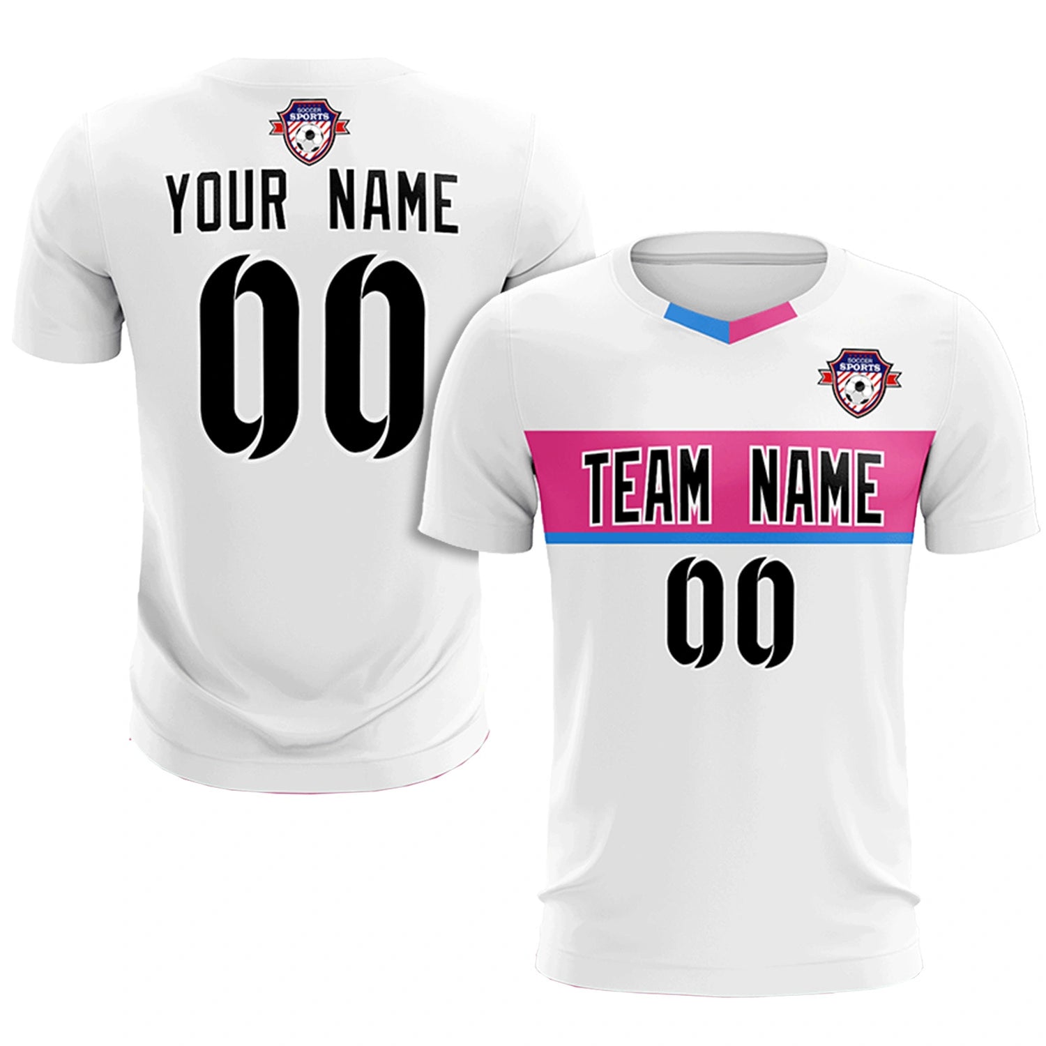 Custom White Pink Casual Printing Sportswear Soccer Sets Jersey