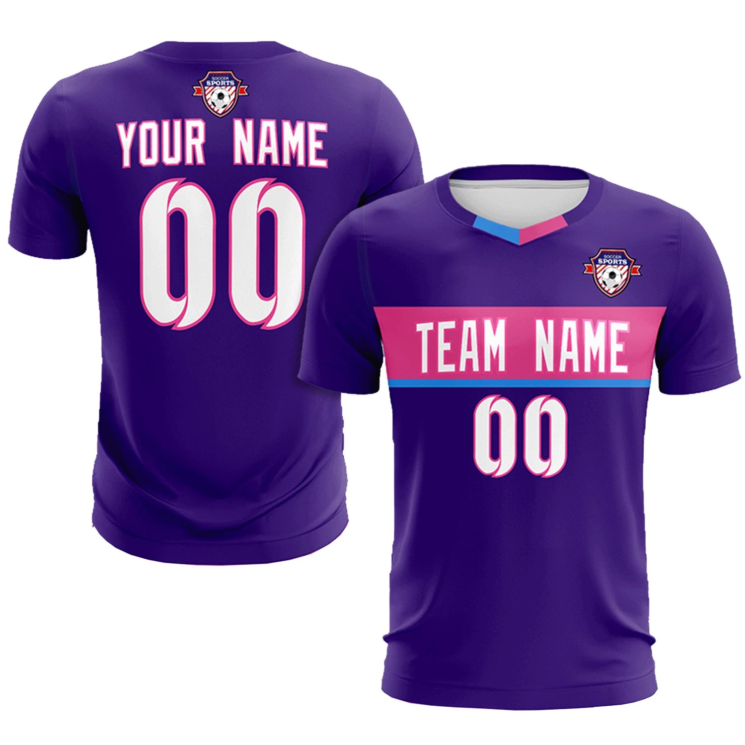 Custom Purple Pink Casual Printing Sportswear Soccer Sets Jersey