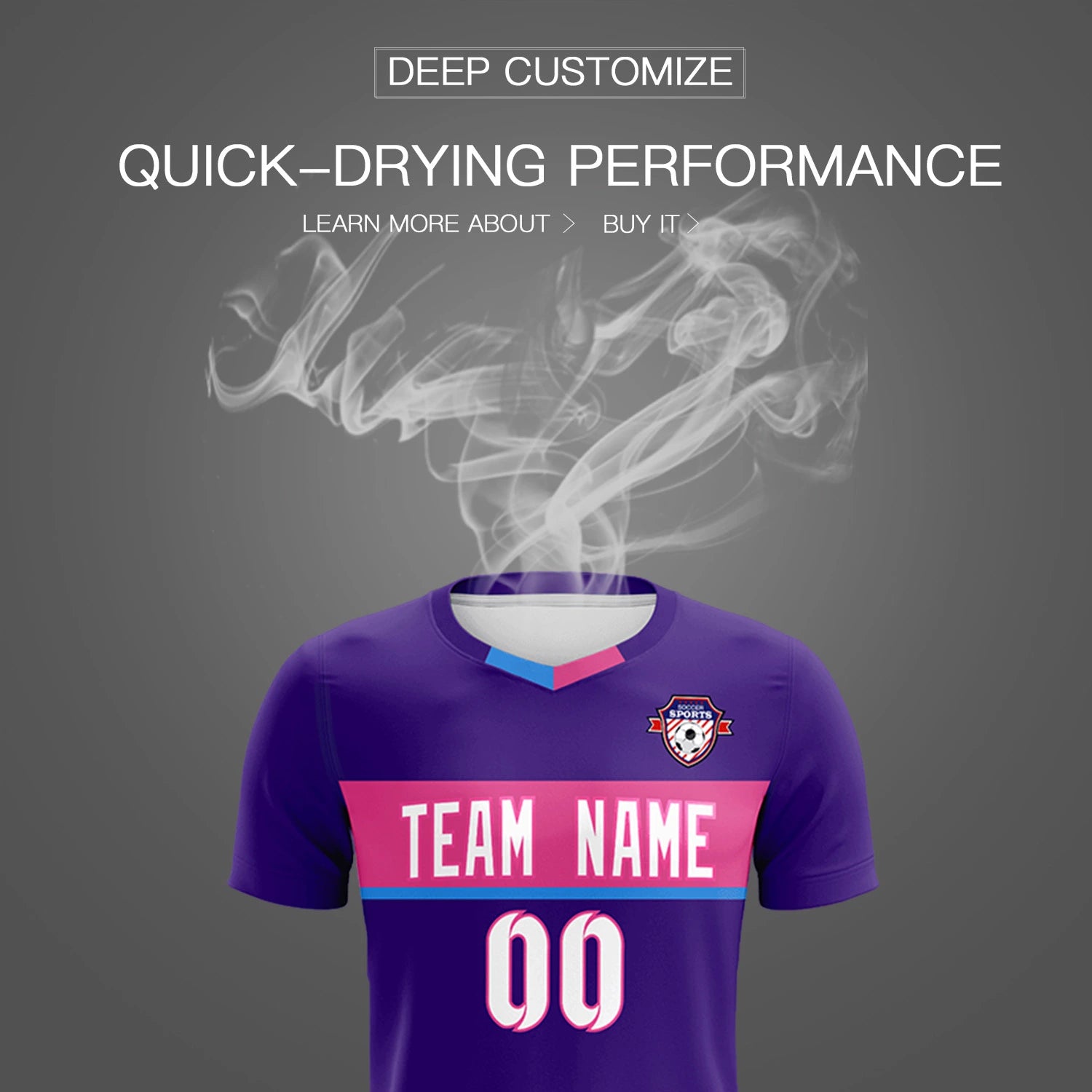 Custom Purple Pink Casual Printing Sportswear Soccer Sets Jersey