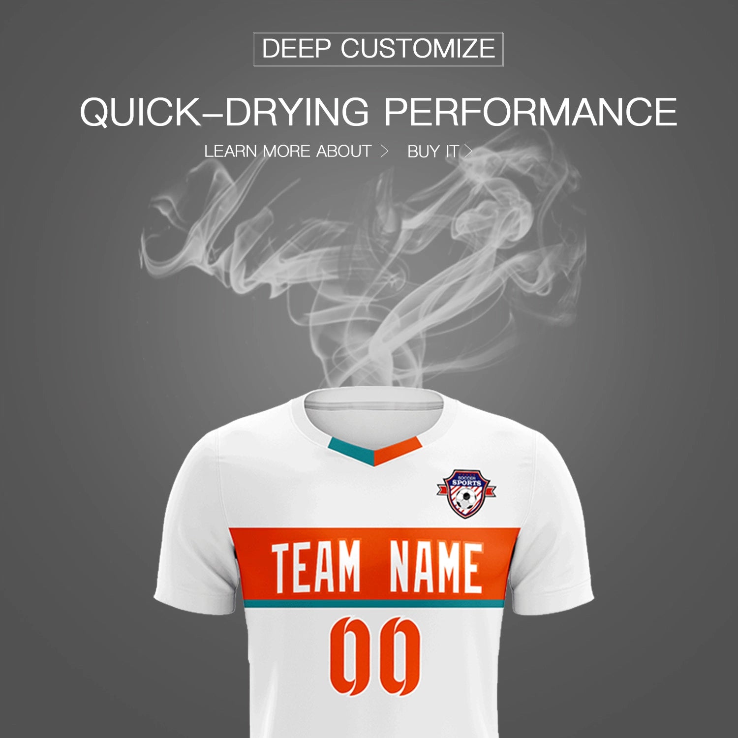 Custom White Orange Casual Printing Sportswear Soccer Sets Jersey