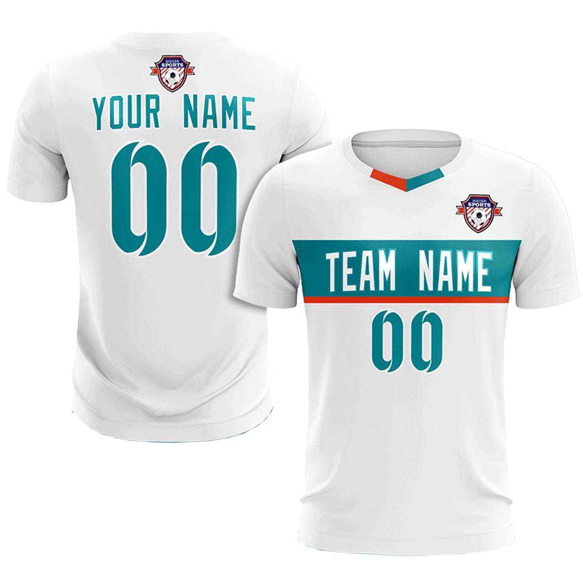 Custom White Aqua Casual Printing Sportswear Soccer Sets Jersey