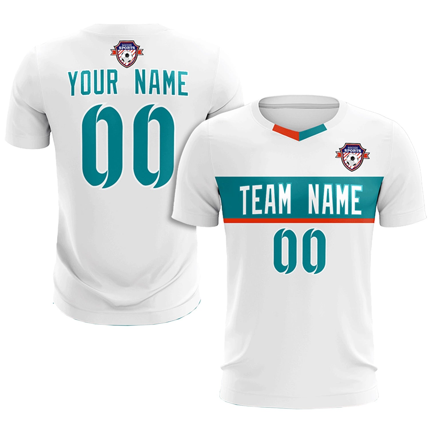 Custom White Aqua Casual Printing Sportswear Soccer Sets Jersey