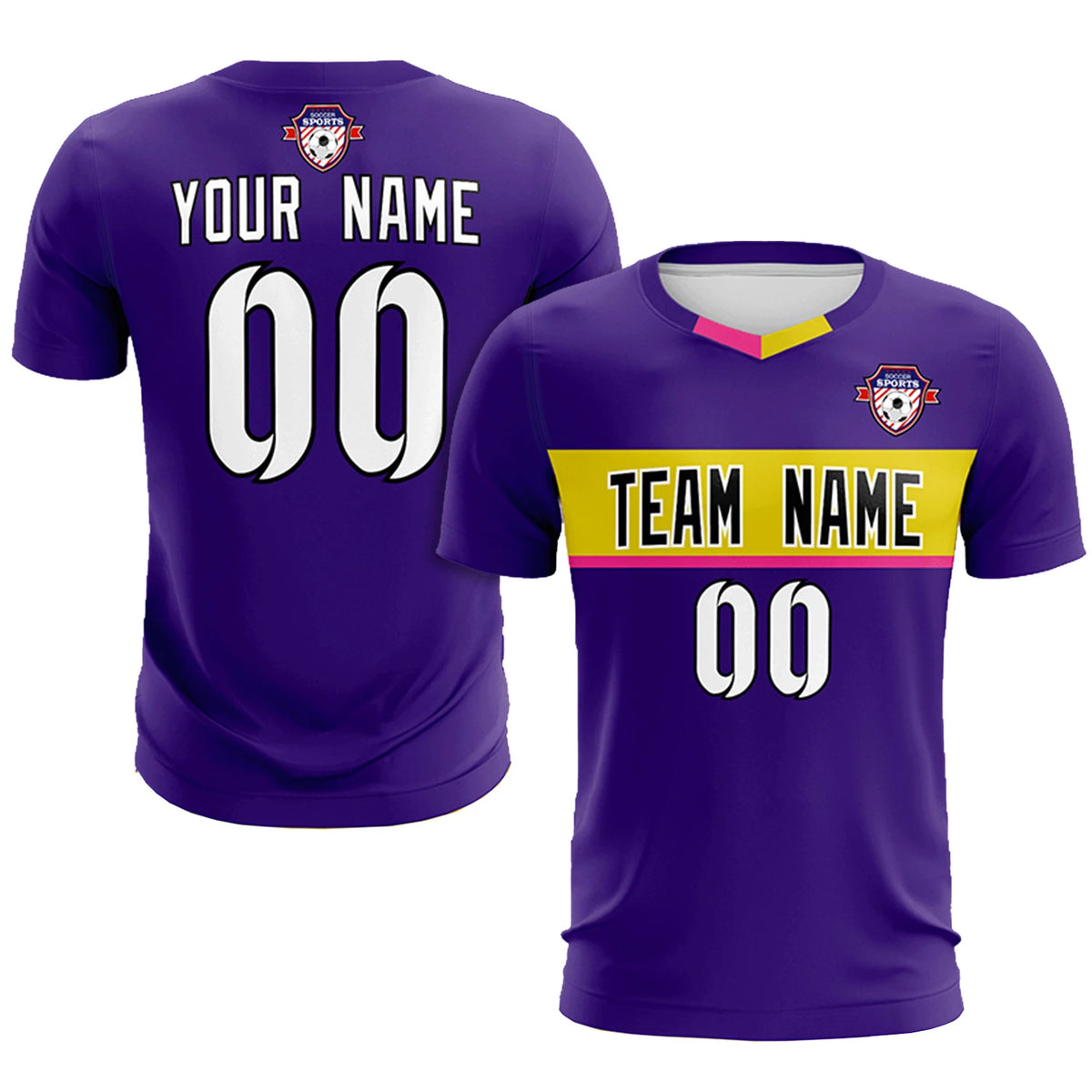 Custom Purple Gold01 Casual Printing Sportswear Soccer Sets Jersey