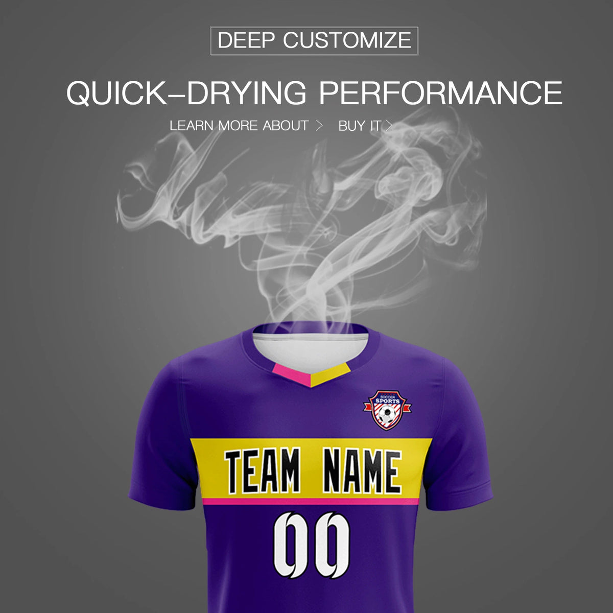Custom Purple Gold01 Casual Printing Sportswear Soccer Sets Jersey