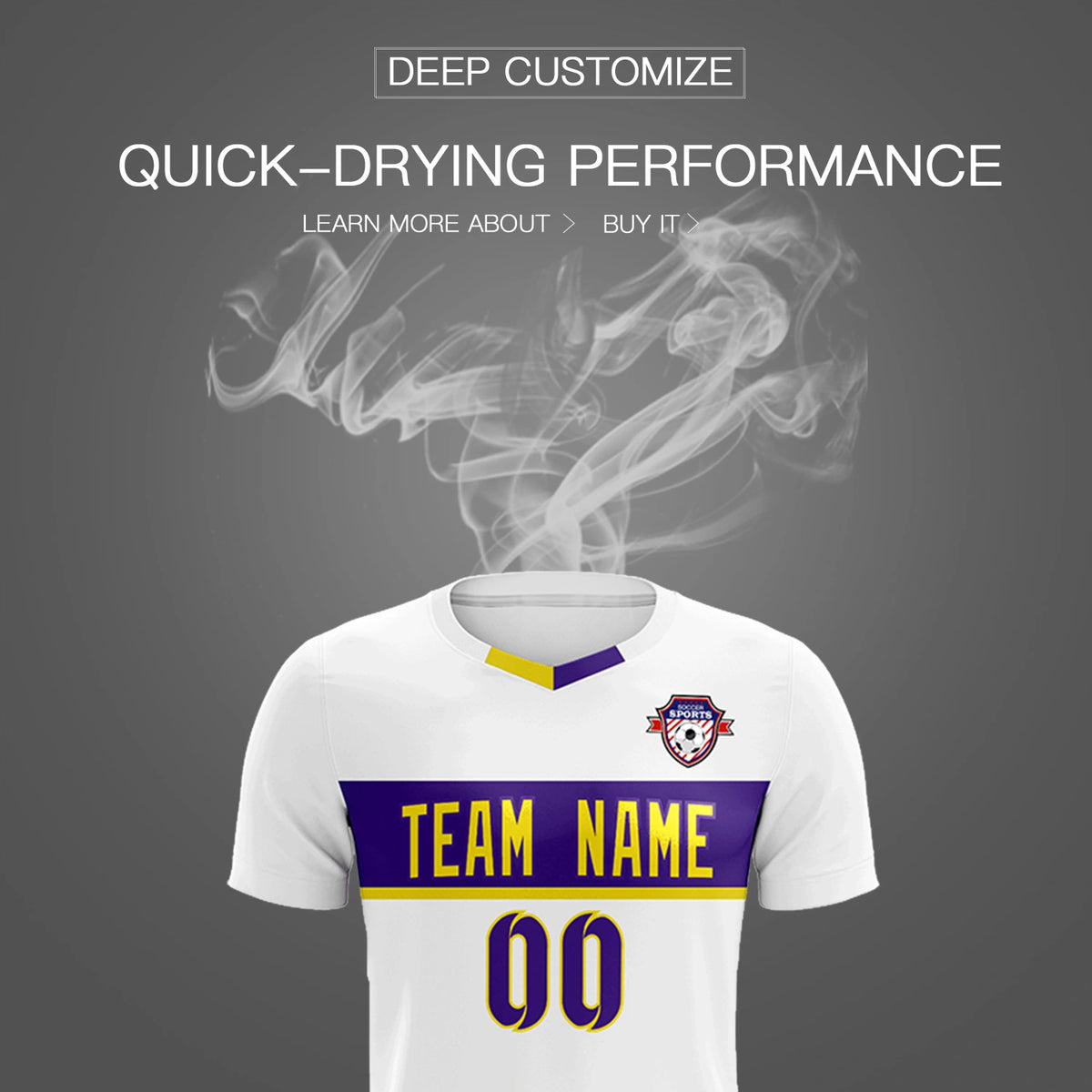 Custom White Purple Casual Printing Sportswear Soccer Sets Jersey