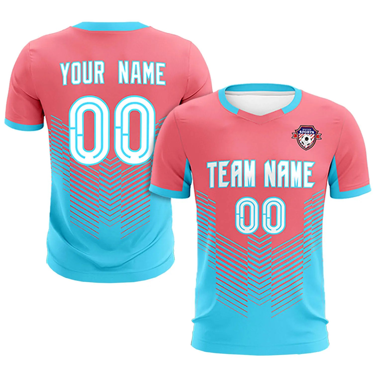 Custom Light Red Aqua Sport Soccer Sets Jersey