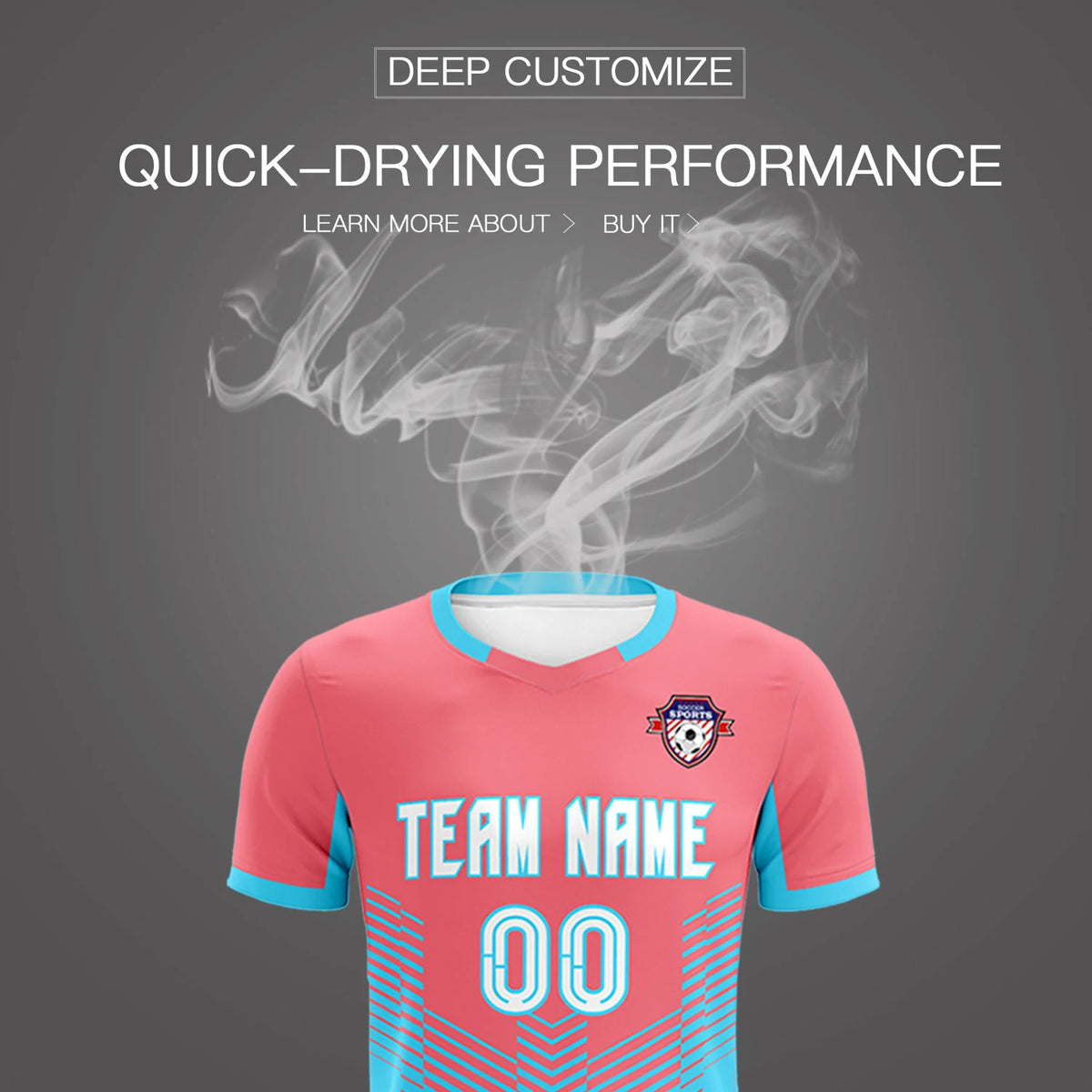 Custom Light Red Aqua Sport Soccer Sets Jersey