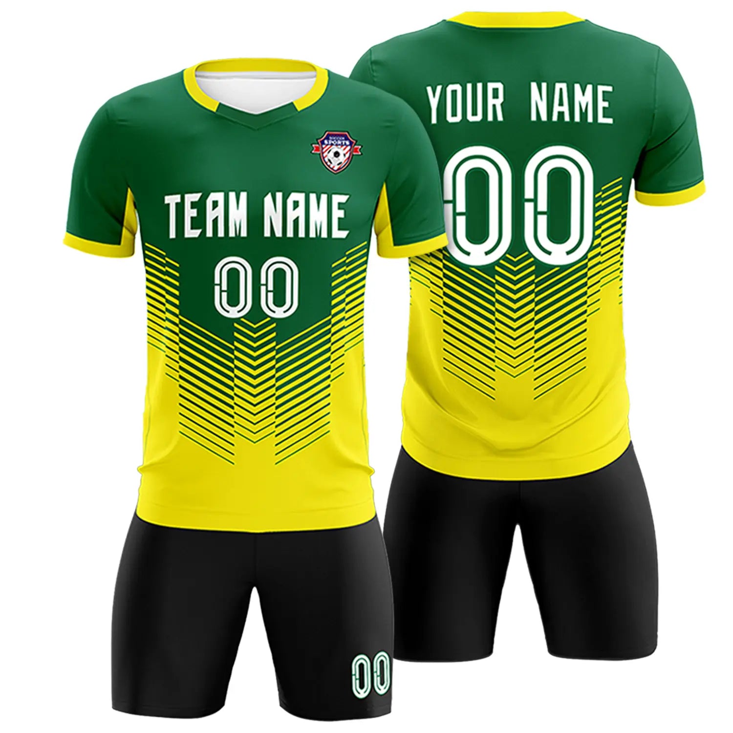 Custom Kelly Green Gold01 Sport Soccer Sets Jersey