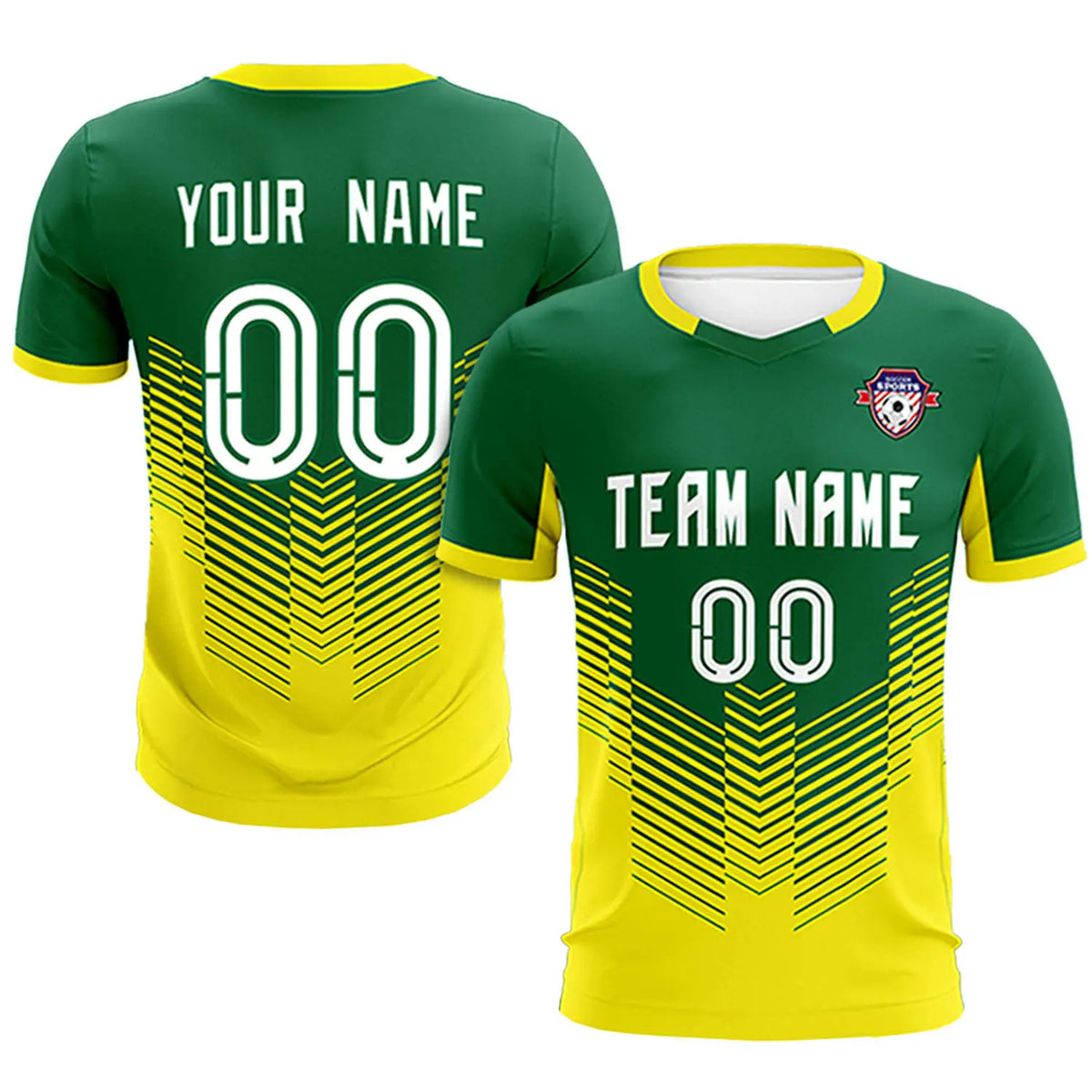 Custom Kelly Green Gold01 Sport Soccer Sets Jersey