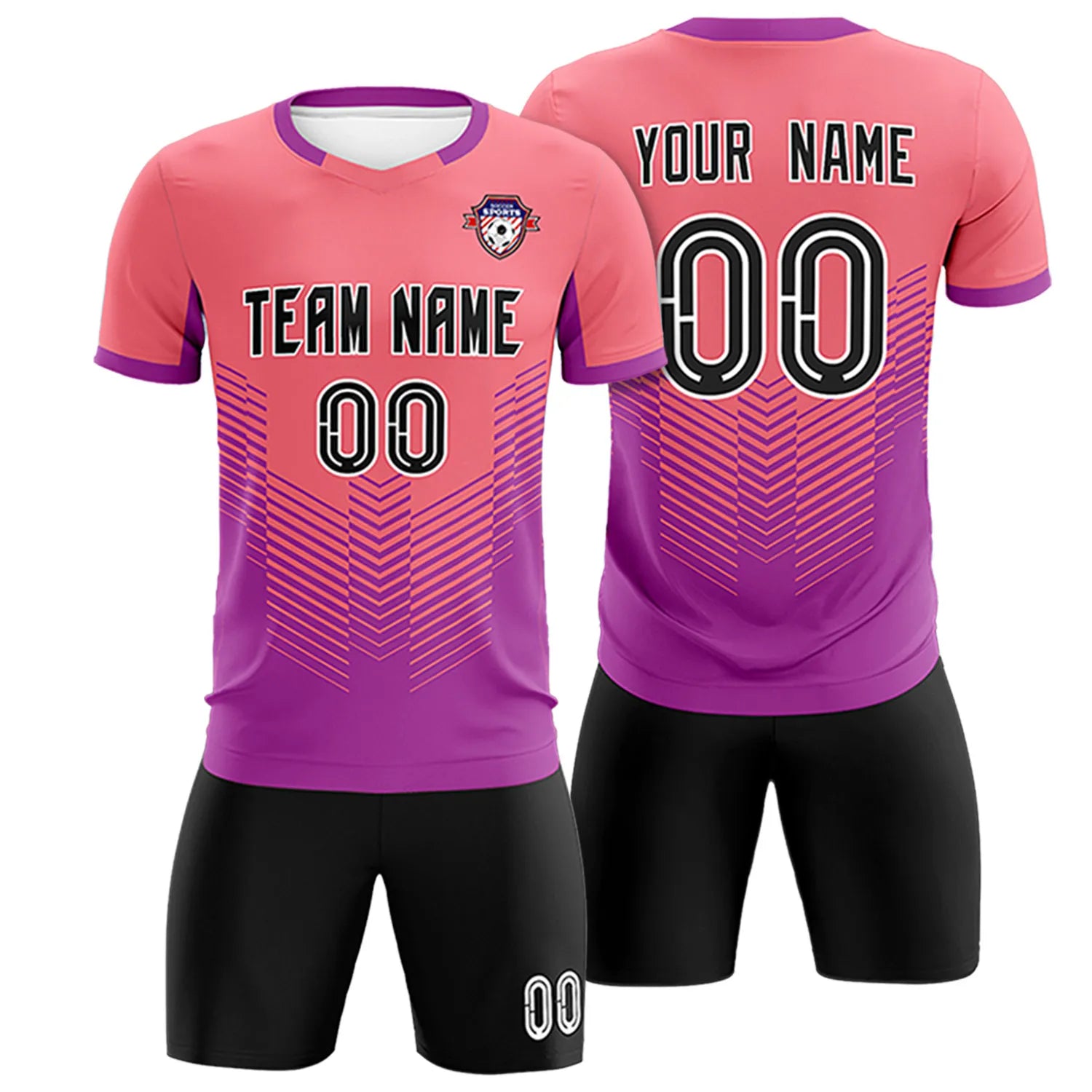 Custom Light Red Light Purple Sport Soccer Sets Jersey
