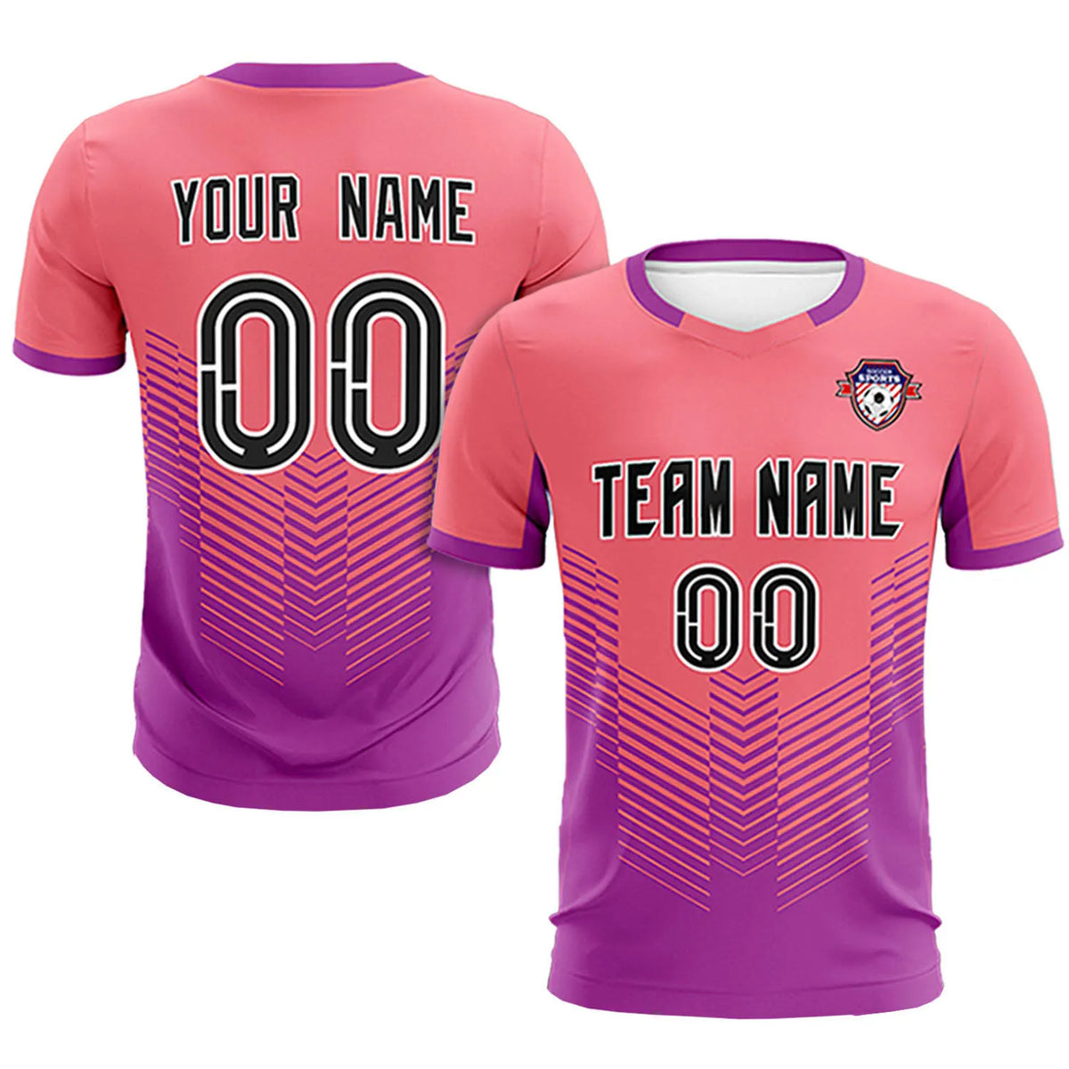 Custom Light Red Light Purple Sport Soccer Sets Jersey