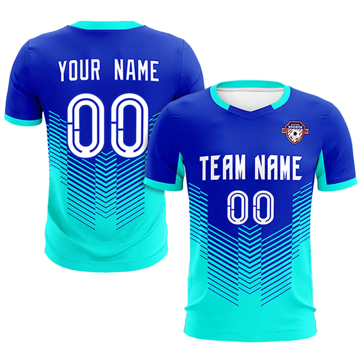 Custom Royal Blue Bright Green Sport Soccer Sets Jersey