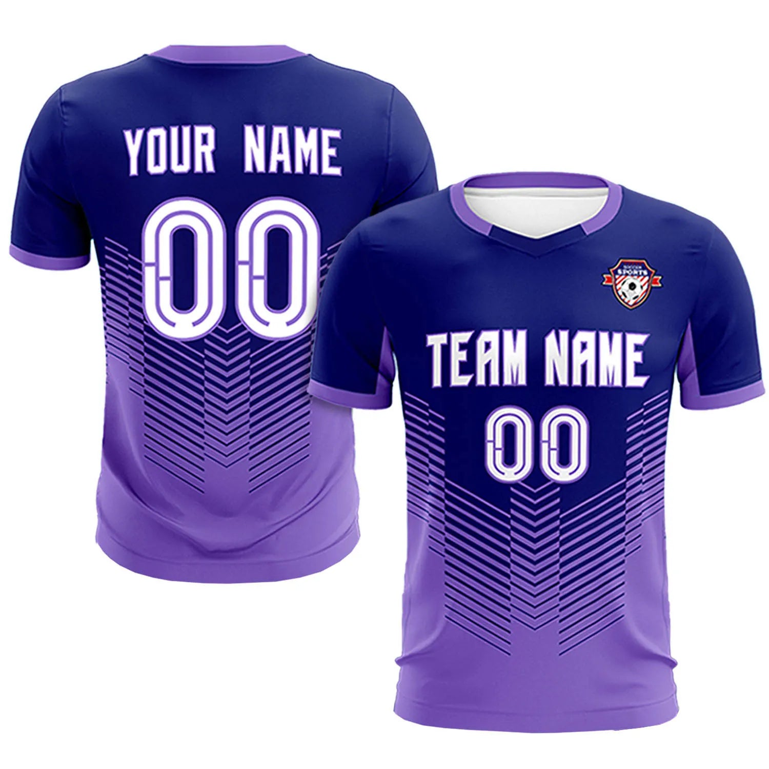 Custom Navy Purple Sport Soccer Sets Jersey