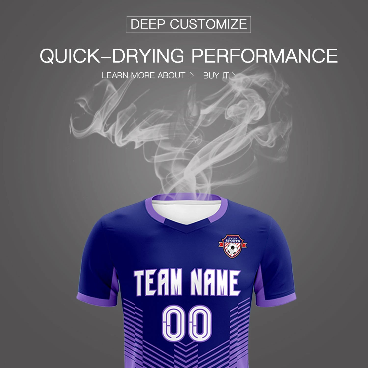 Custom Navy Purple Sport Soccer Sets Jersey