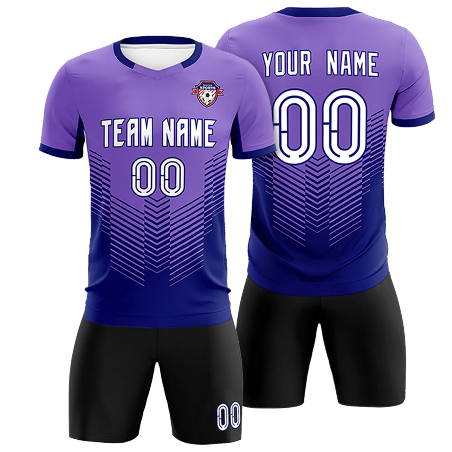 Custom Purple Navy Sport Soccer Sets Jersey