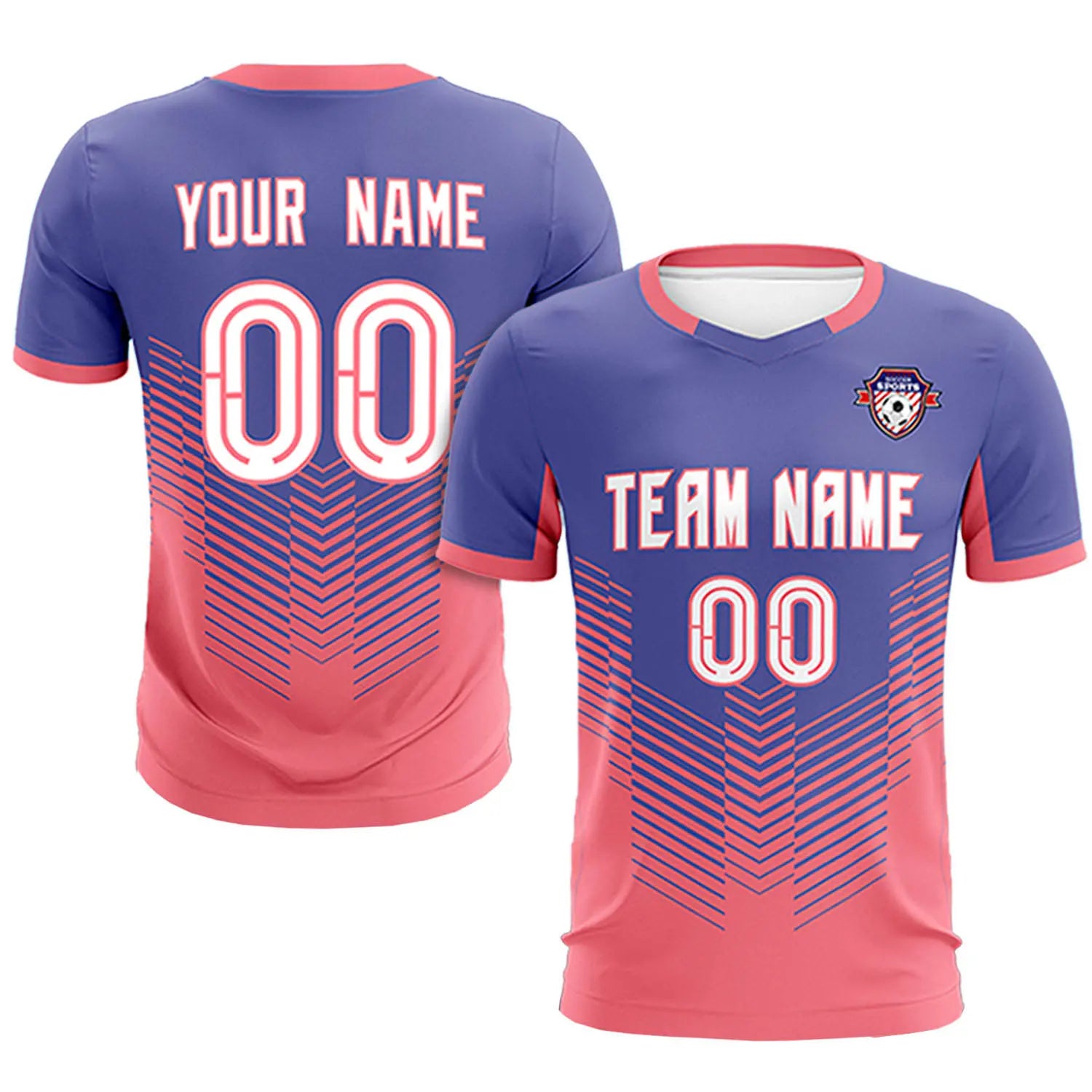 Custom Light Purple Light Red Sport Soccer Sets Jersey