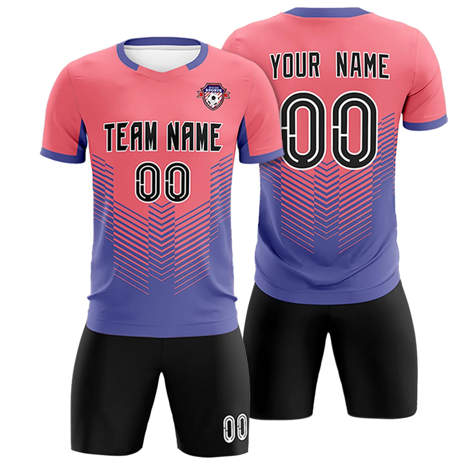 Custom Light Red Light Purple Sport Soccer Sets Jersey