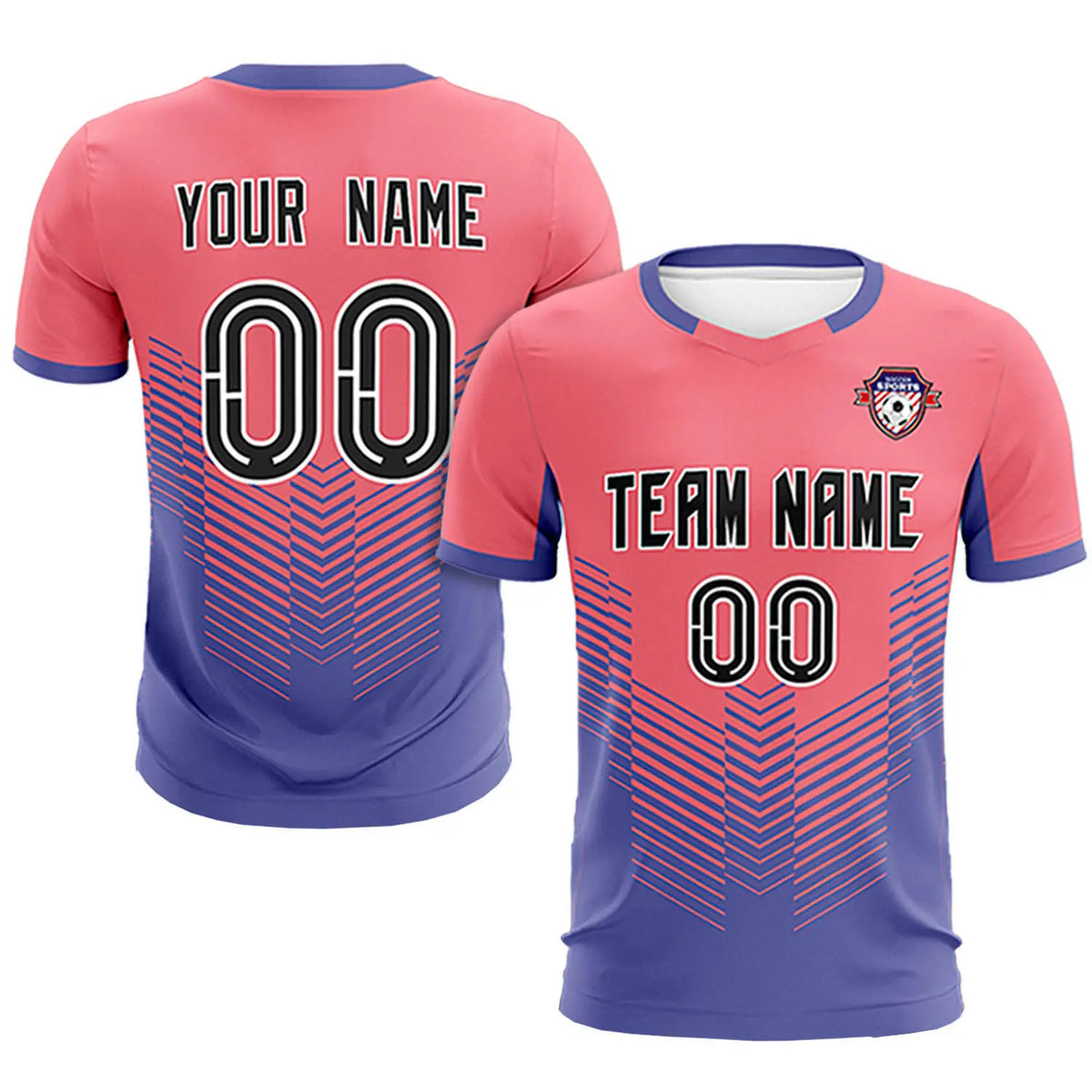 Custom Light Red Light Purple Sport Soccer Sets Jersey