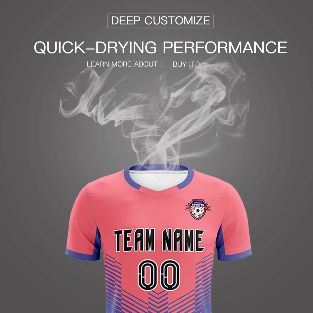 Custom Light Red Light Purple Sport Soccer Sets Jersey