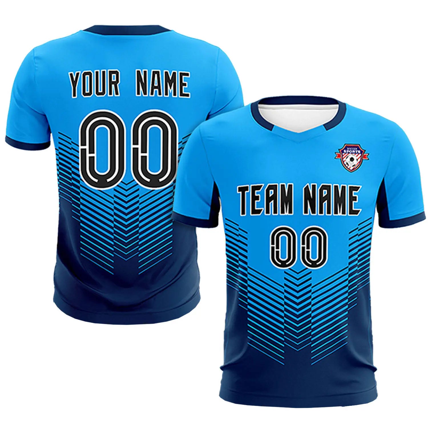 Custom Powder Blue Navy Sport Soccer Sets Jersey