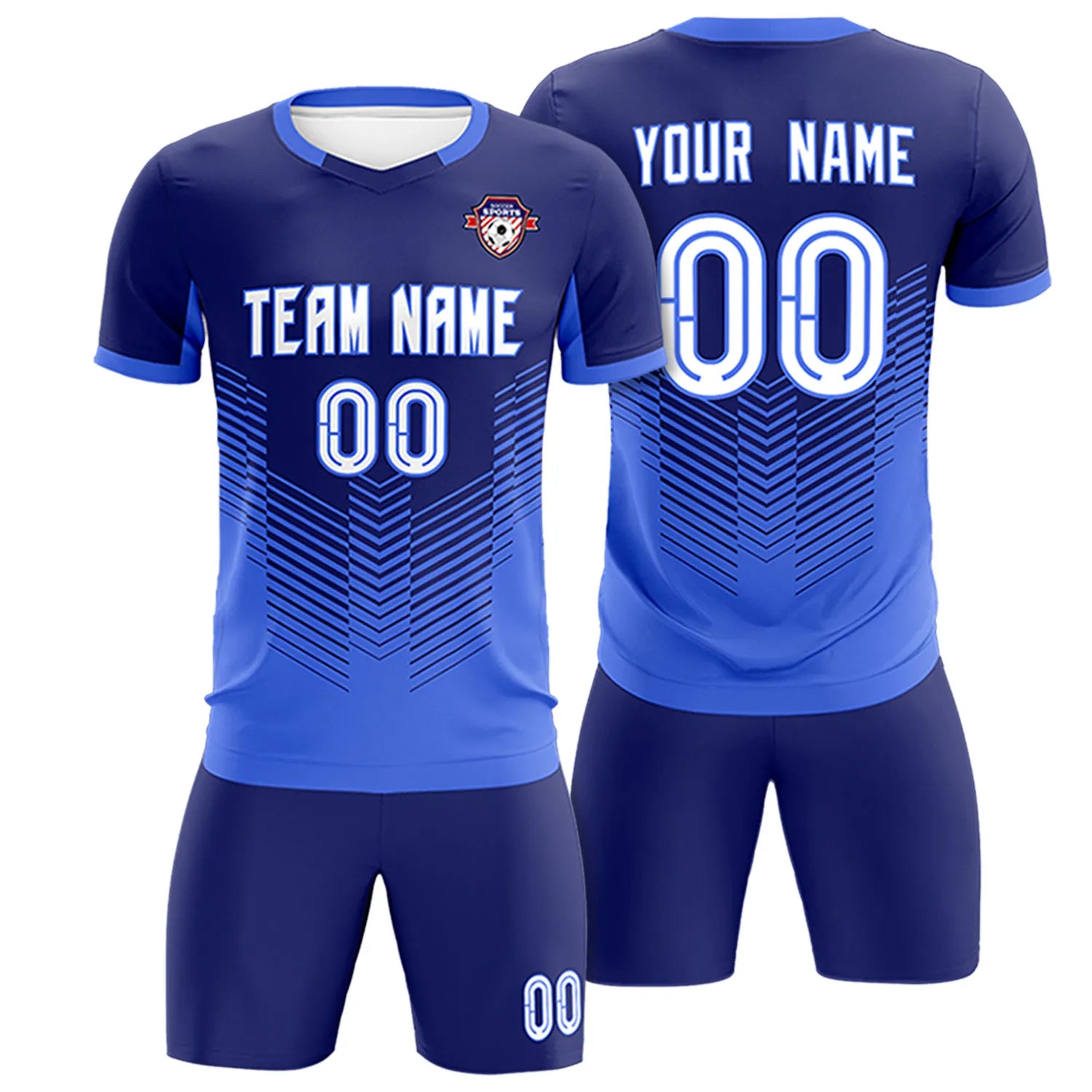 Custom Navy Royal Blue Sport Soccer Sets Jersey