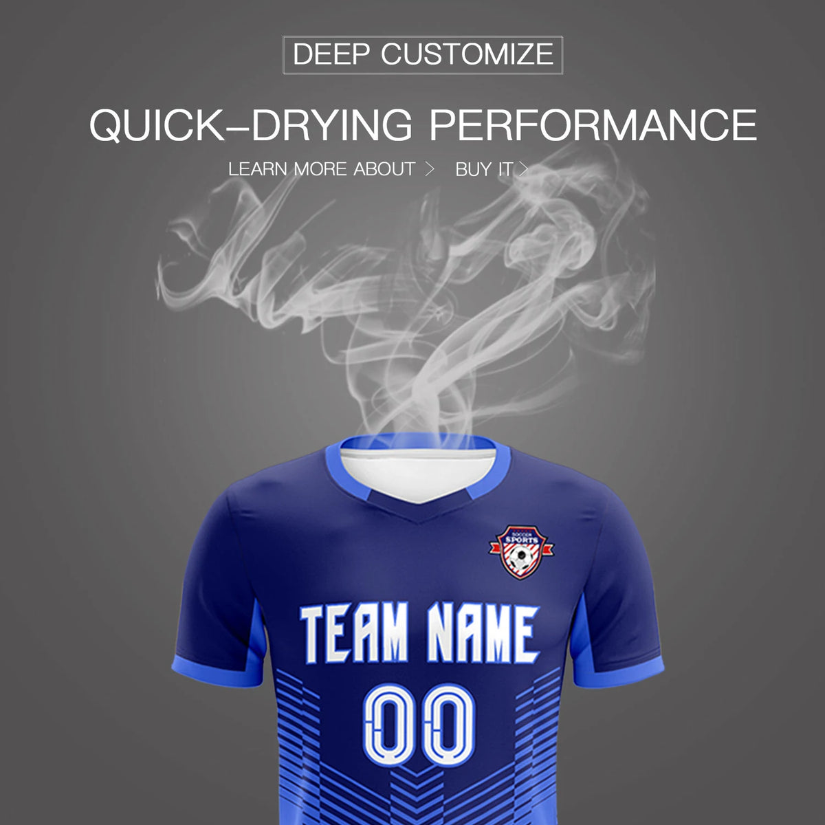 Custom Navy Royal Blue Sport Soccer Sets Jersey