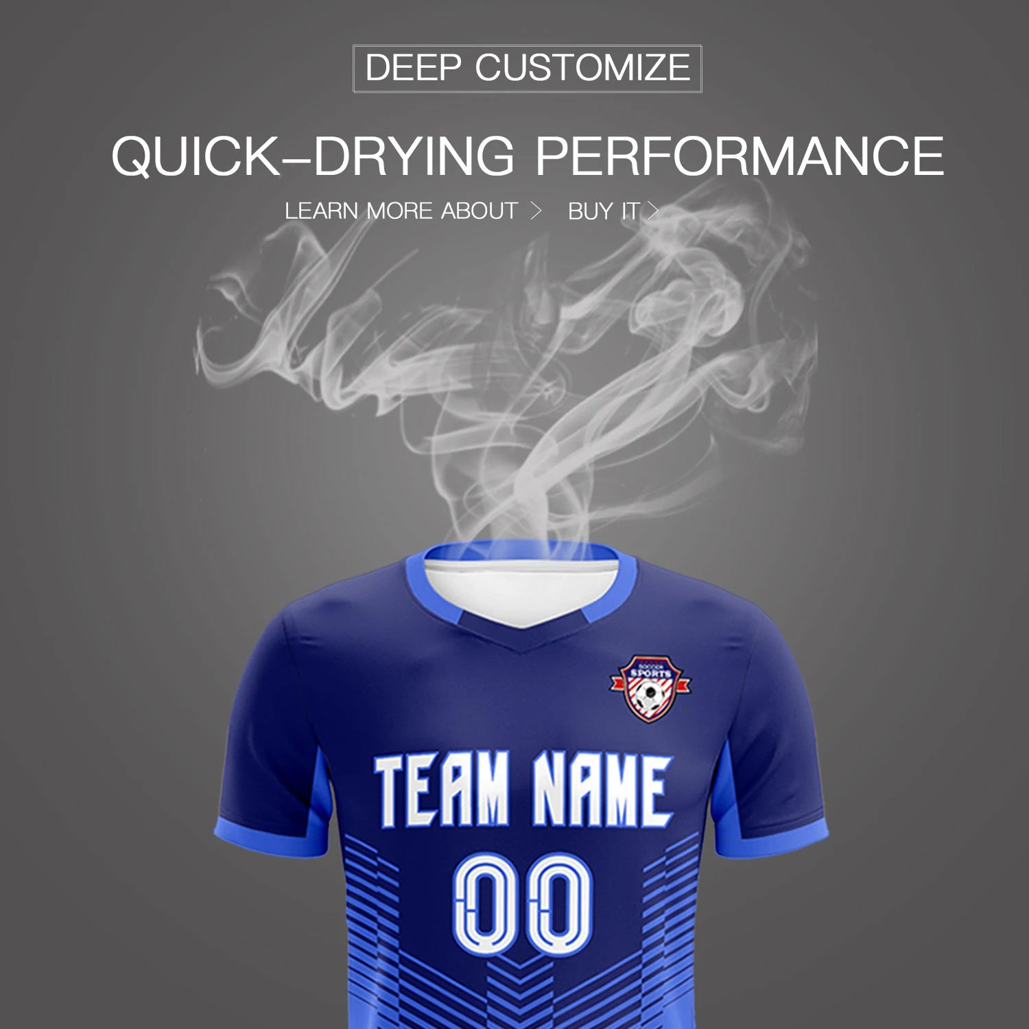 Custom Navy Royal Blue Sport Soccer Sets Jersey