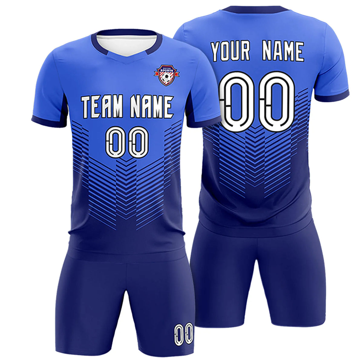 Custom Royal Blue Navy Sport Soccer Sets Jersey