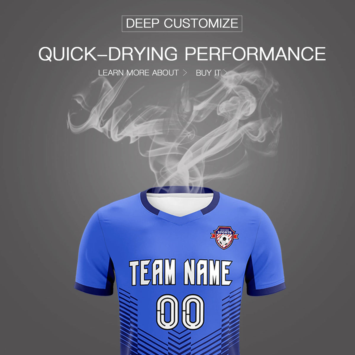 Custom Royal Blue Navy Sport Soccer Sets Jersey