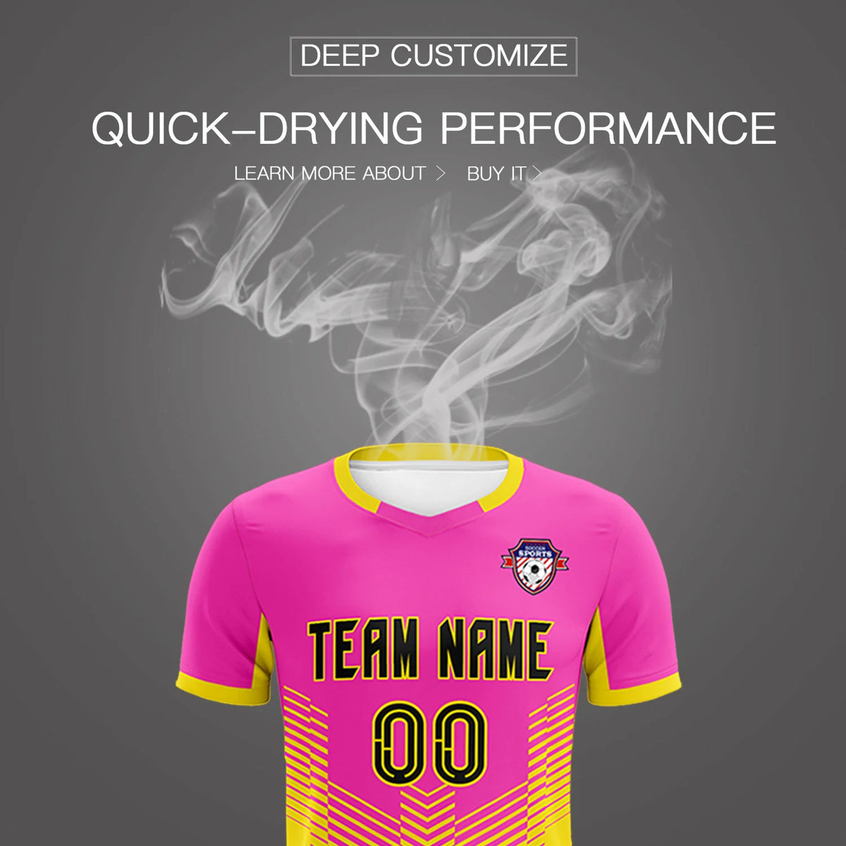 Custom Pink Yellow Sport Soccer Sets Jersey