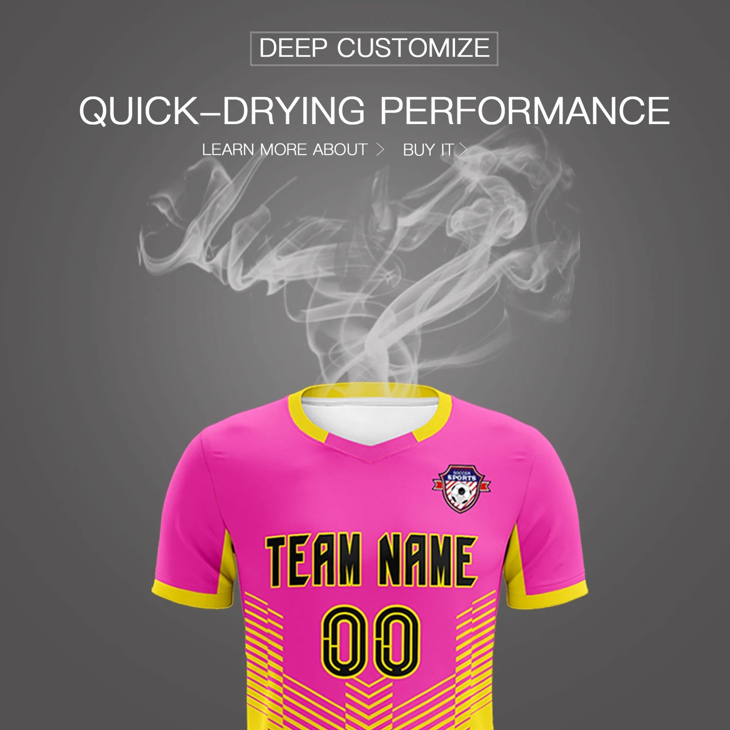 Custom Pink Yellow Sport Soccer Sets Jersey