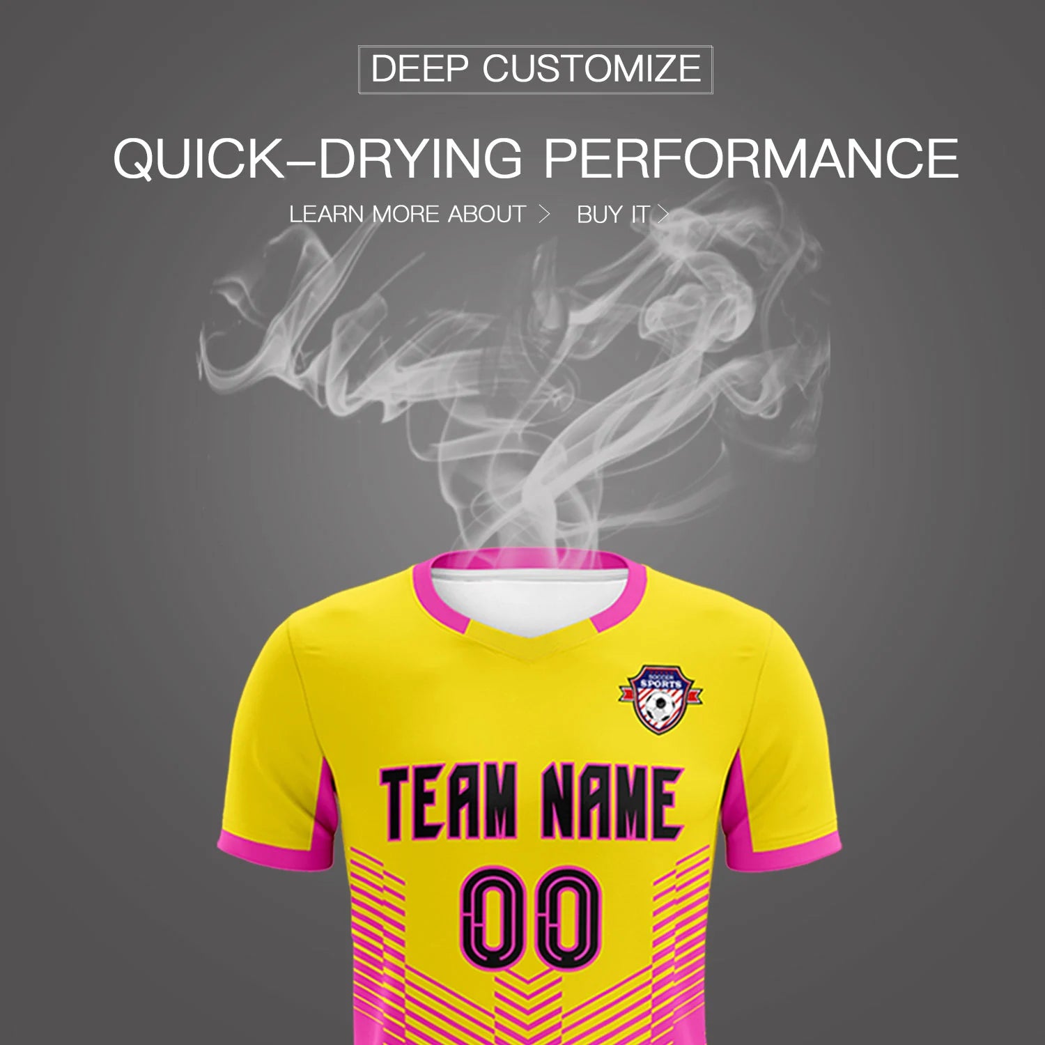 Custom Yellow Pink Sport Soccer Sets Jersey