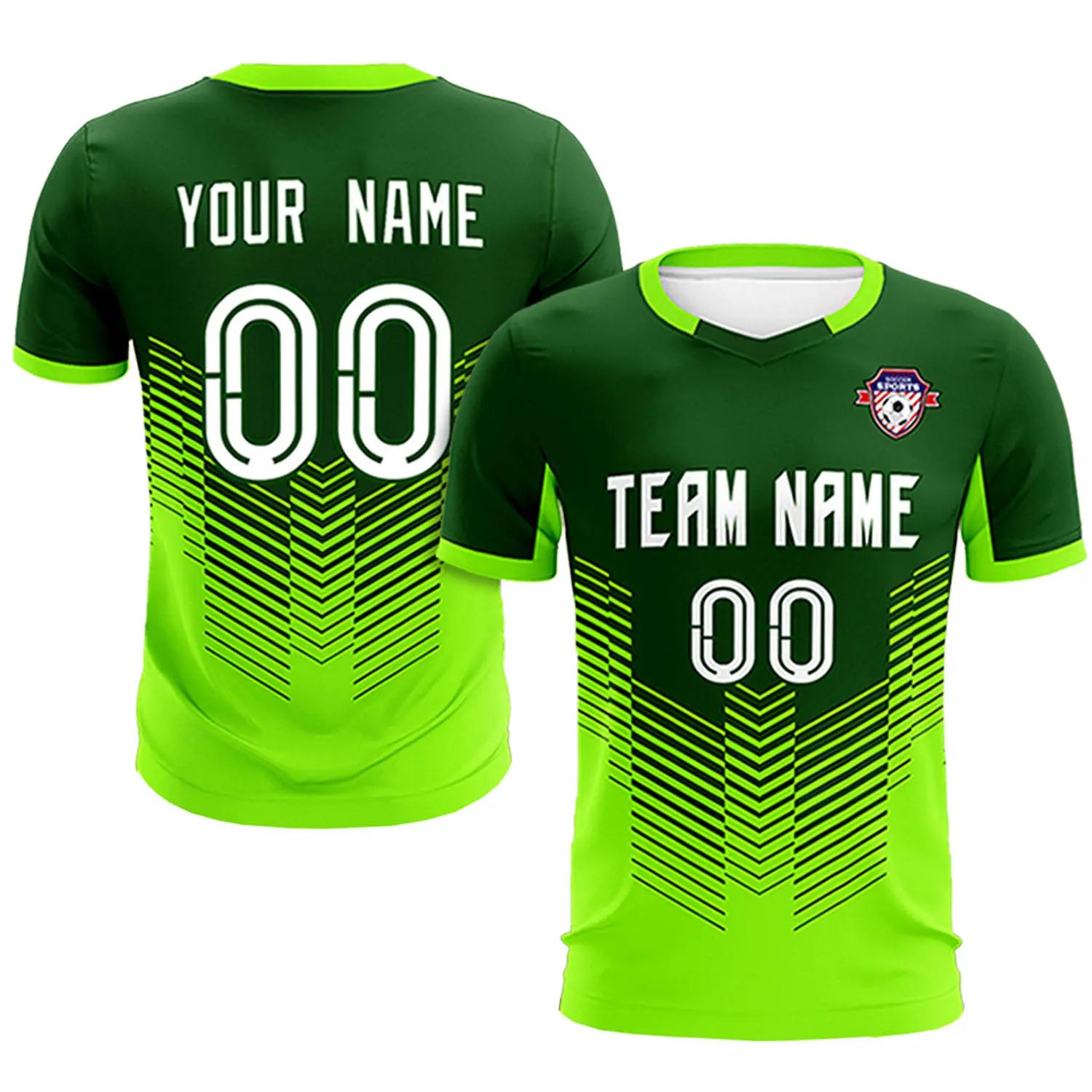 Custom Kelly Green Neon Green Sport Soccer Sets Jersey