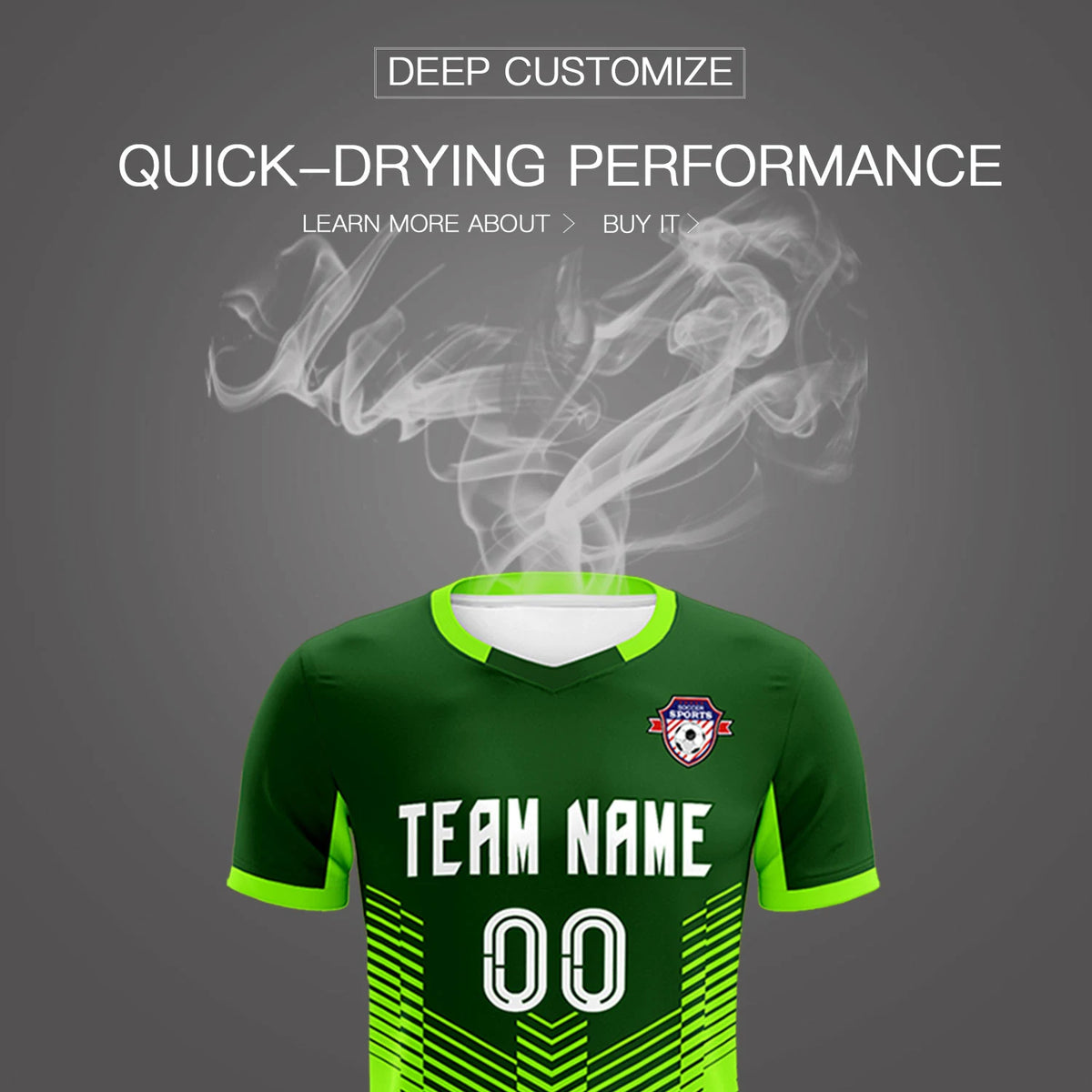 Custom Kelly Green Neon Green Sport Soccer Sets Jersey