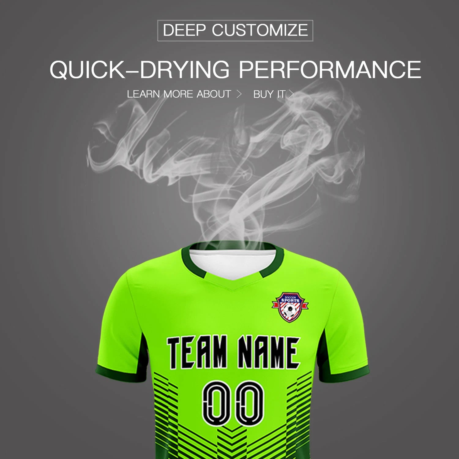 Custom Neon Green Kelly Green Sport Soccer Sets Jersey