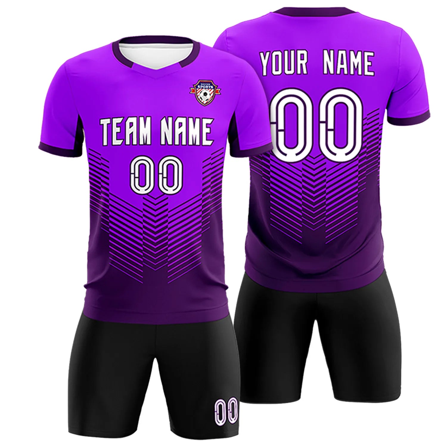 Custom Purple Dark Purple Sport Soccer Sets Jersey